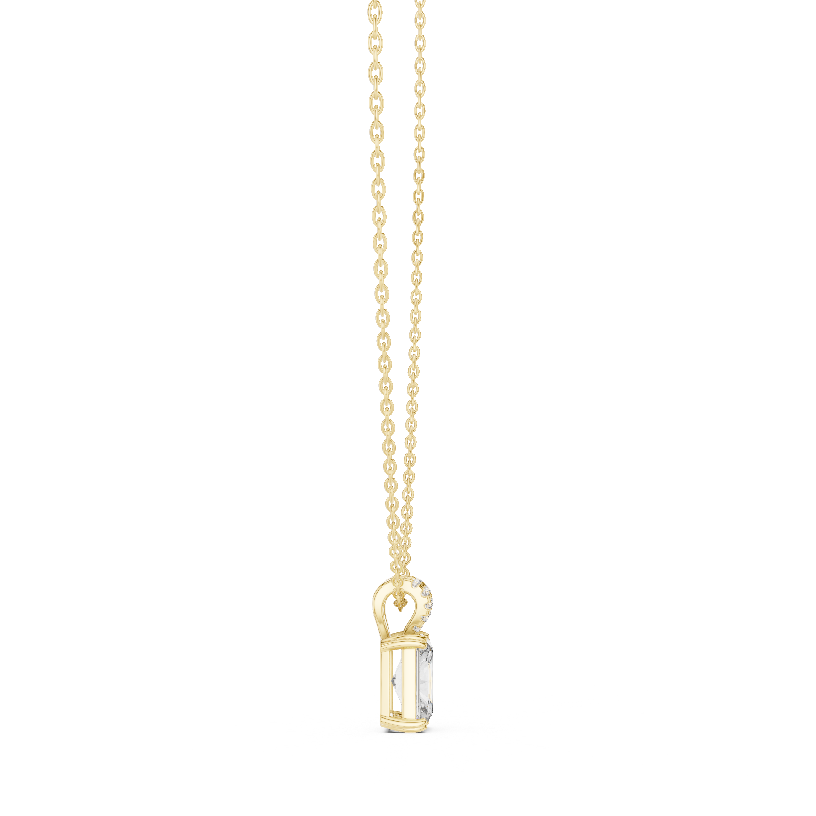 Radiant Lock Design Moissanite Pendant in White Gold