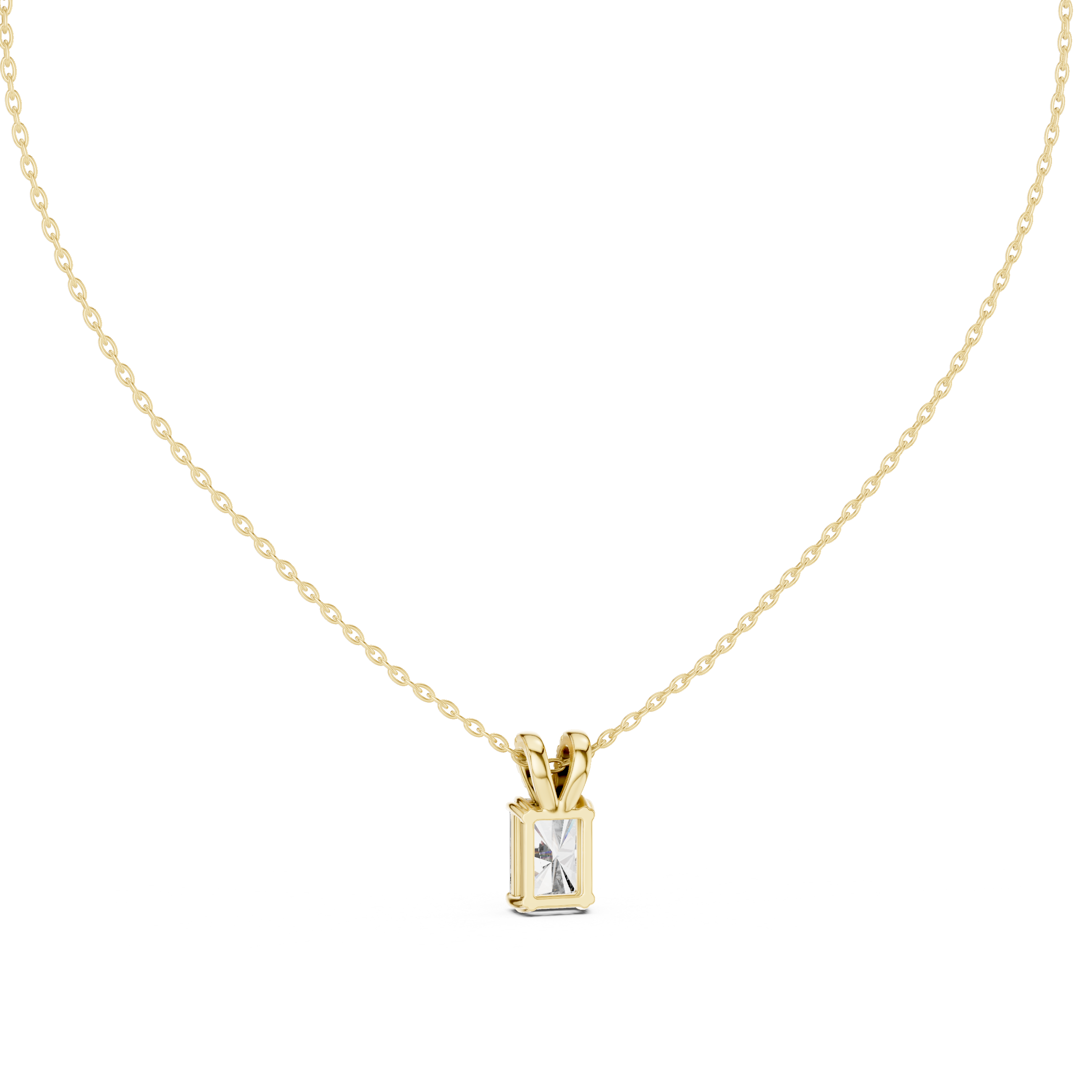 Radiant Lock Design Moissanite Pendant in White Gold