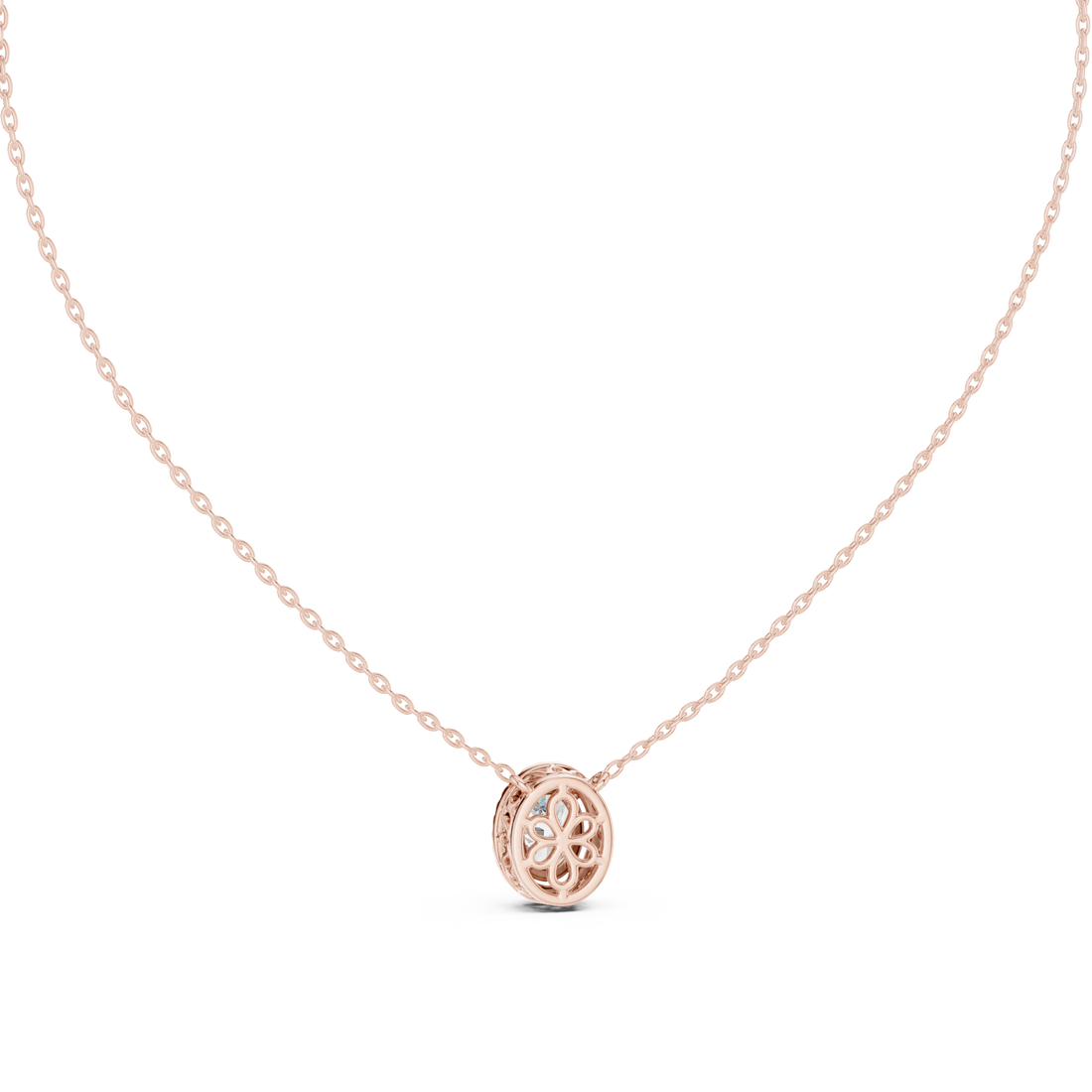 Oval Halo Moissanite Pendant in Rose Gold