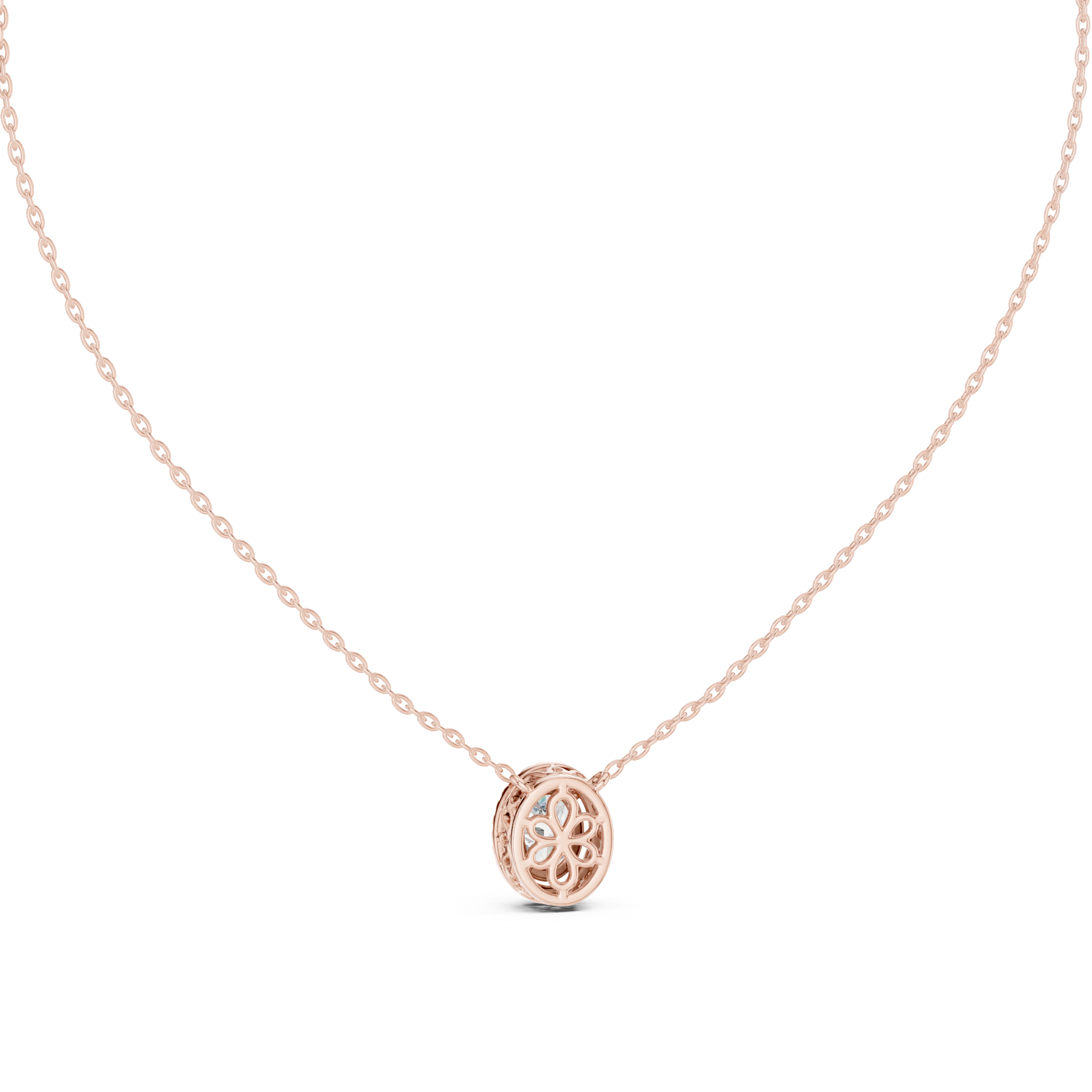 Oval Halo Moissanite Pendant in Rose Gold