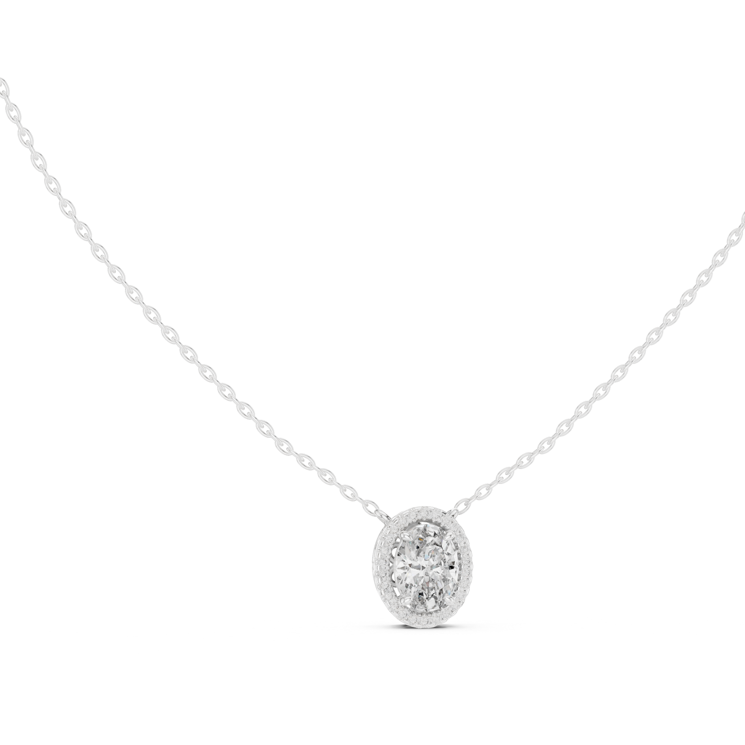 Oval Halo Moissanite Pendant in Rose Gold