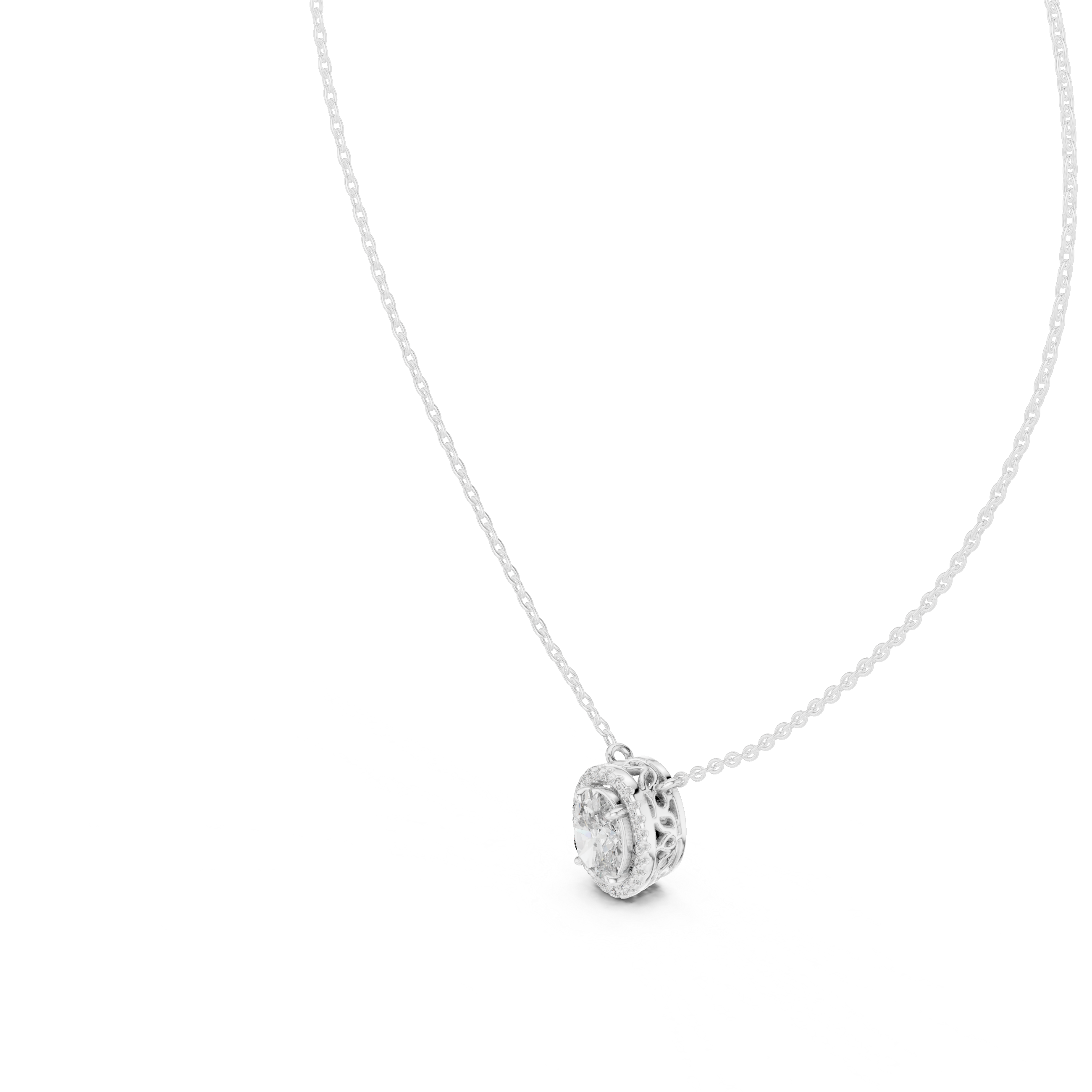 Oval Halo Moissanite Pendant in Rose Gold