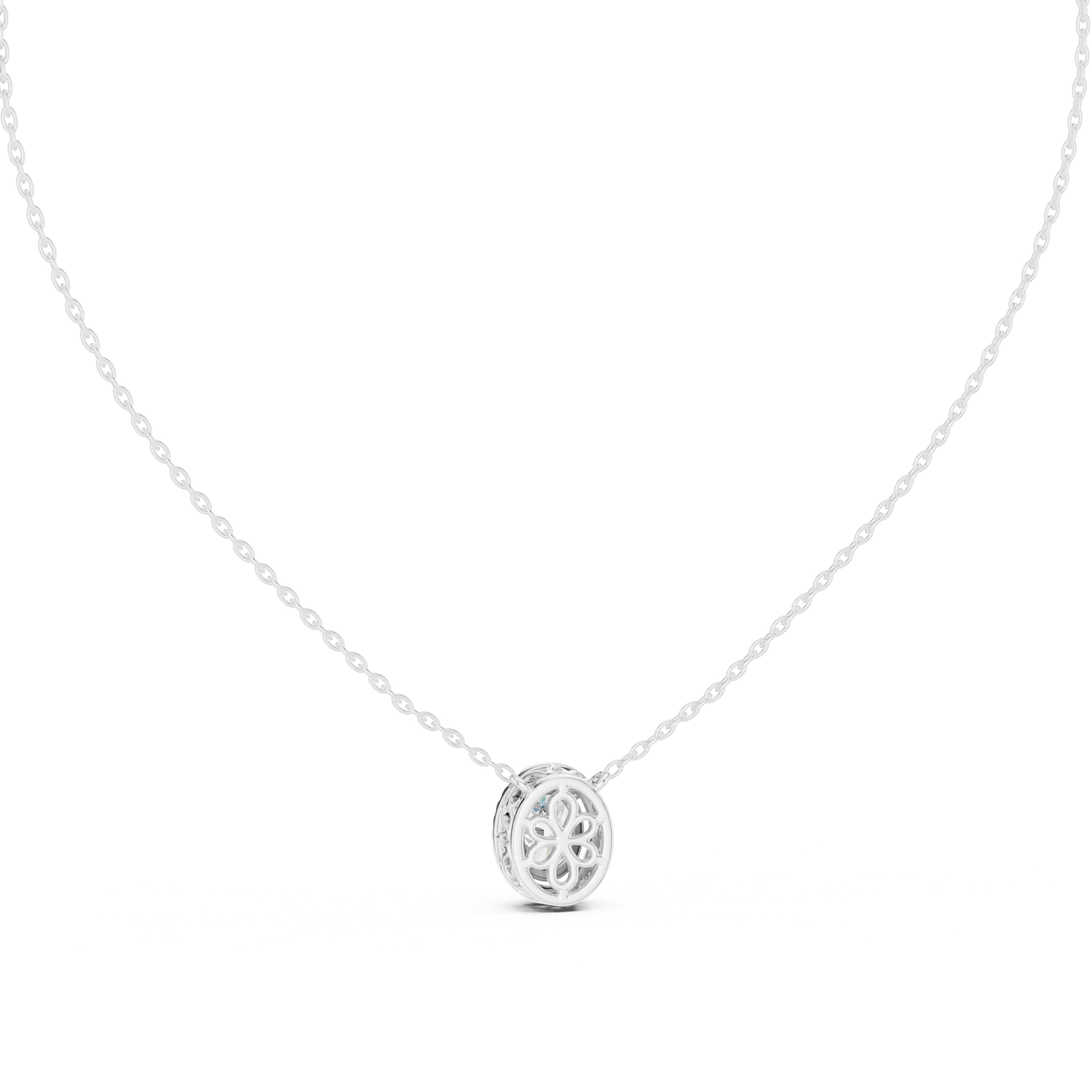 Oval Halo Moissanite Pendant in Rose Gold