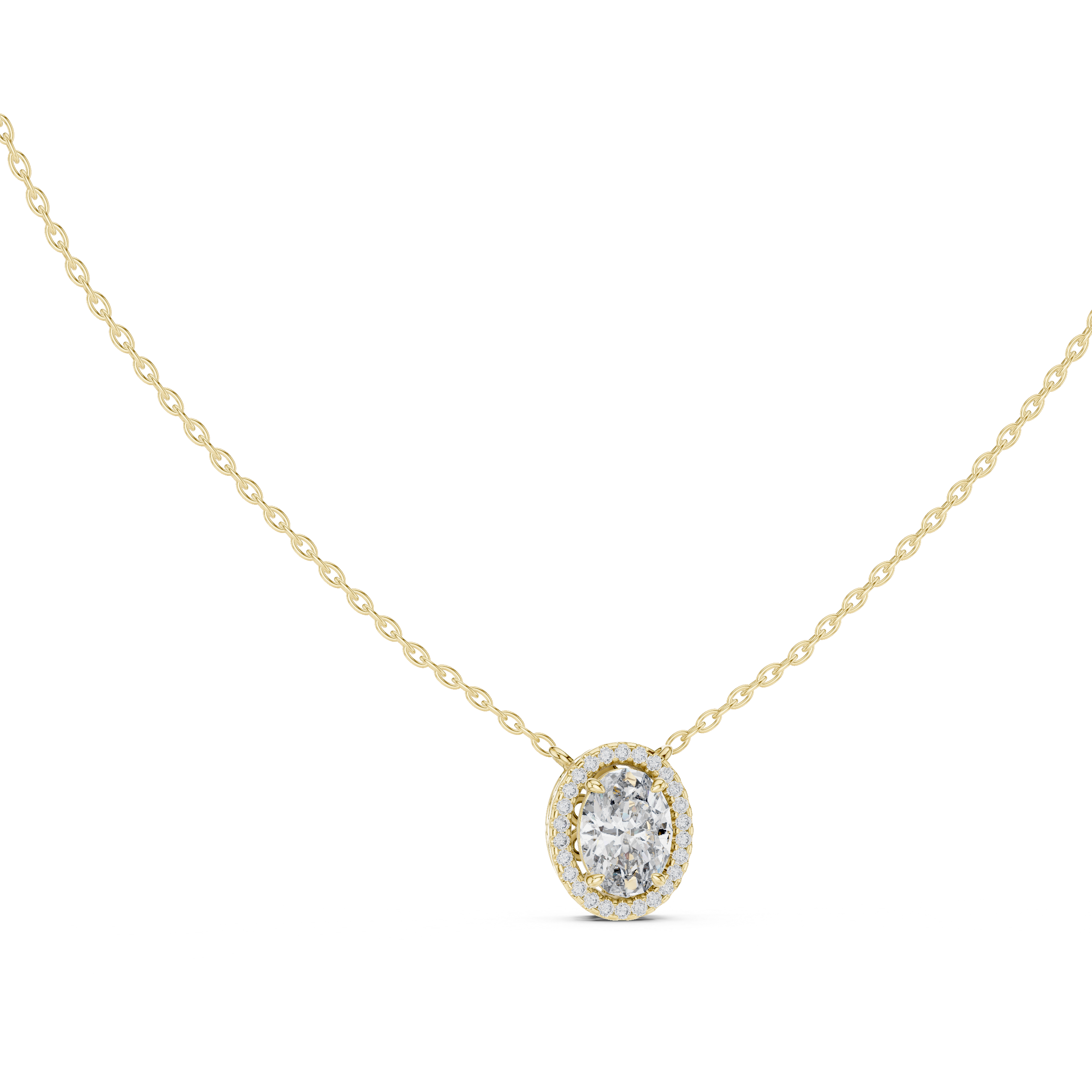 Oval Halo Moissanite Pendant in Rose Gold