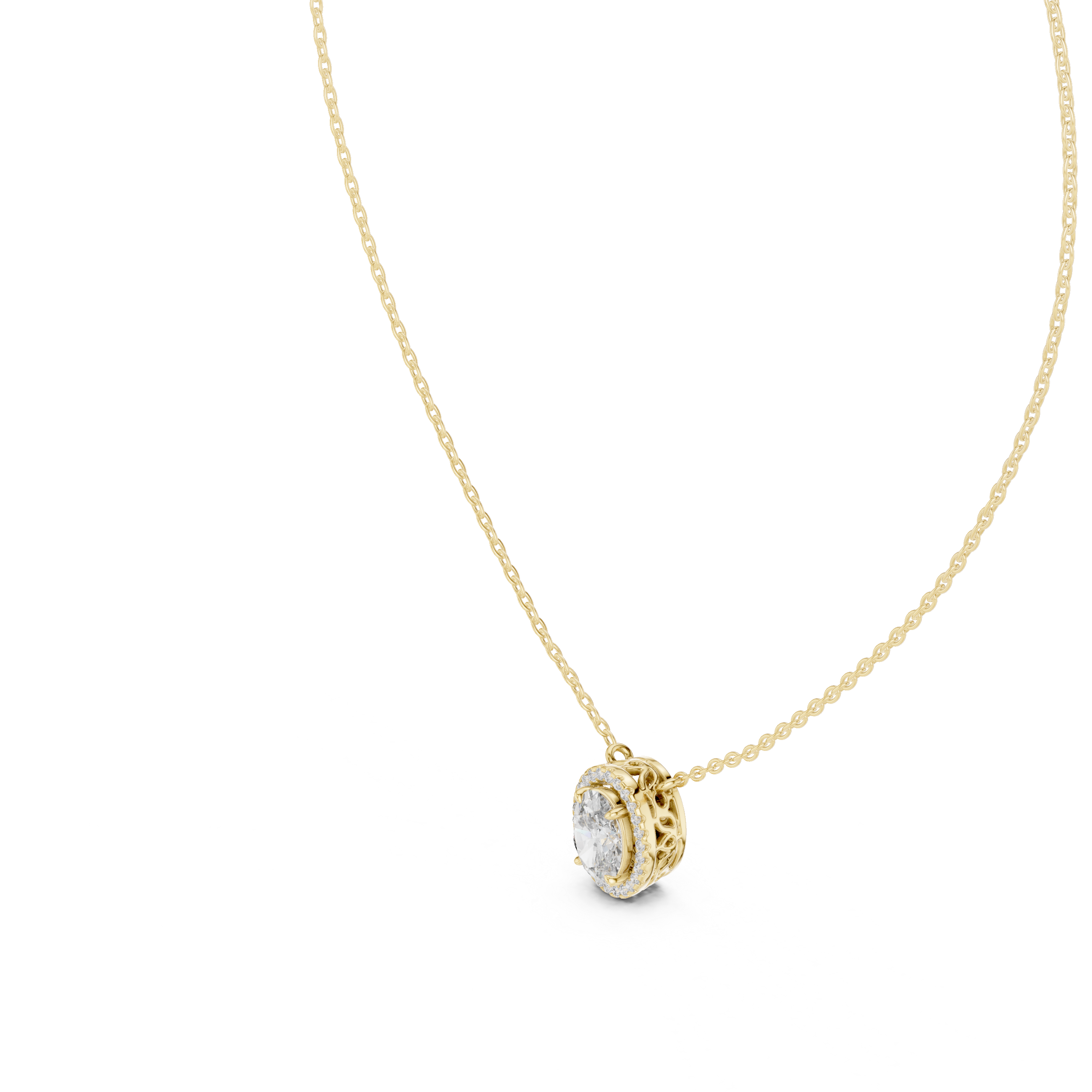 Oval Halo Moissanite Pendant in Rose Gold