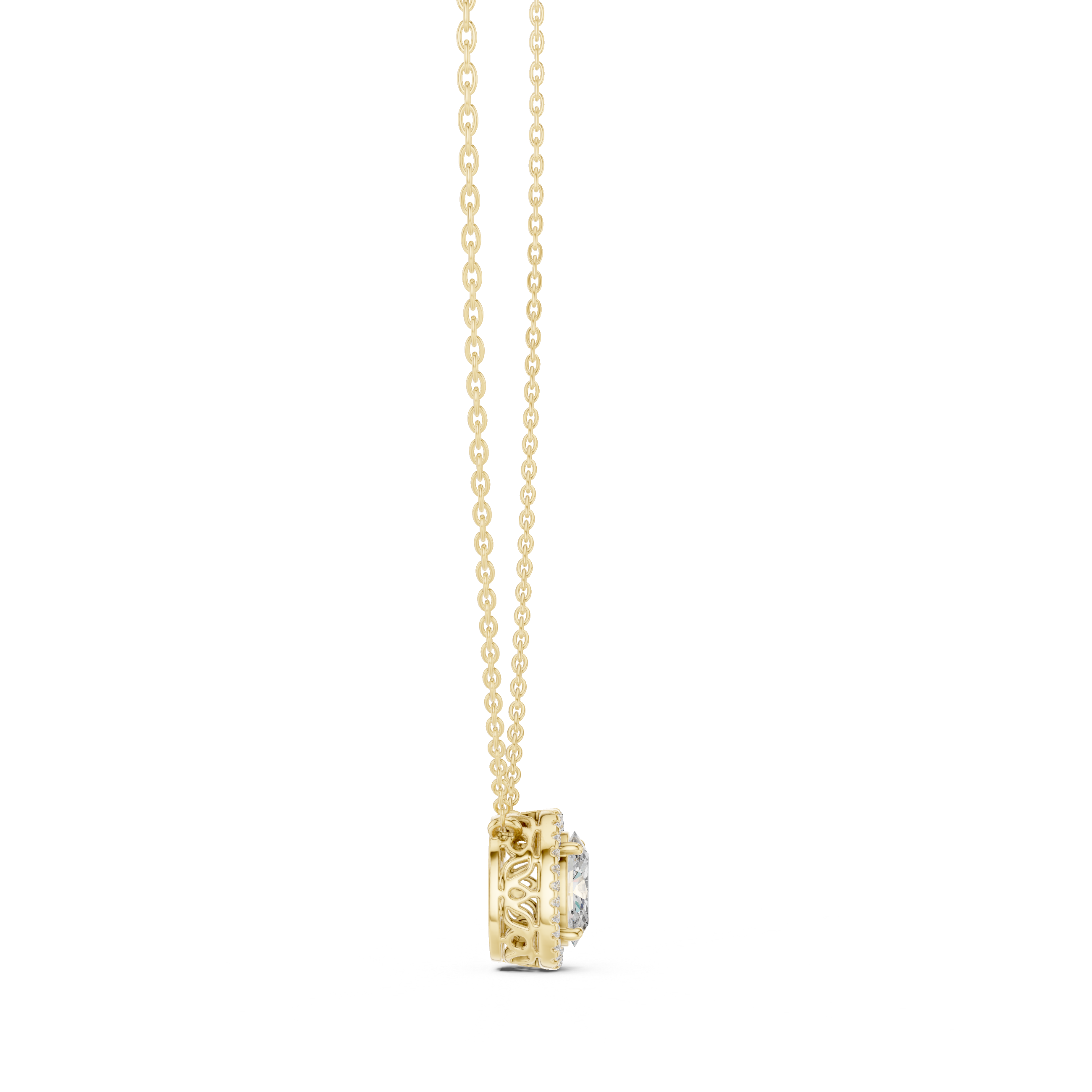 Oval Halo Moissanite Pendant in Rose Gold