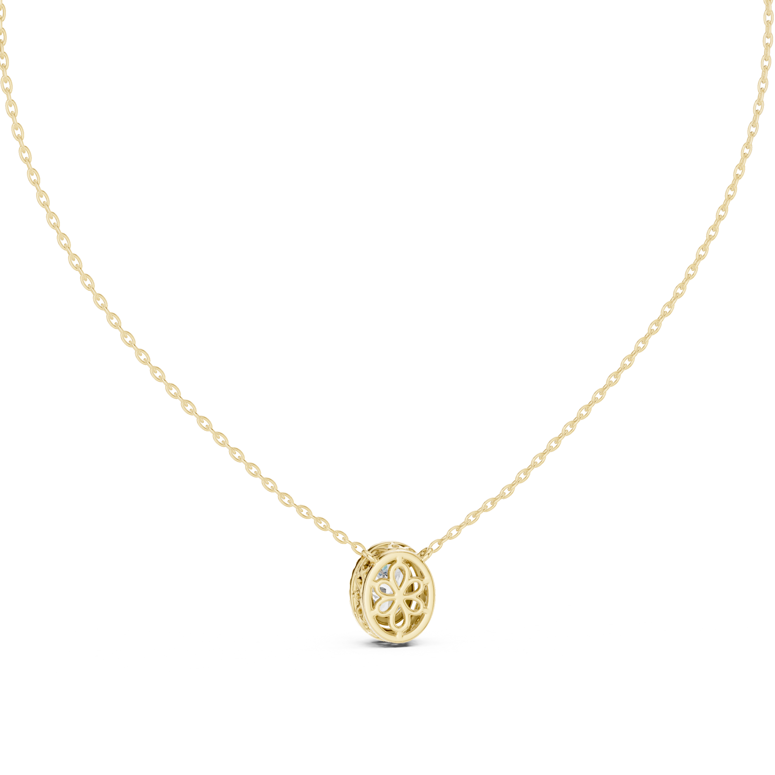 Oval Halo Moissanite Pendant in Rose Gold