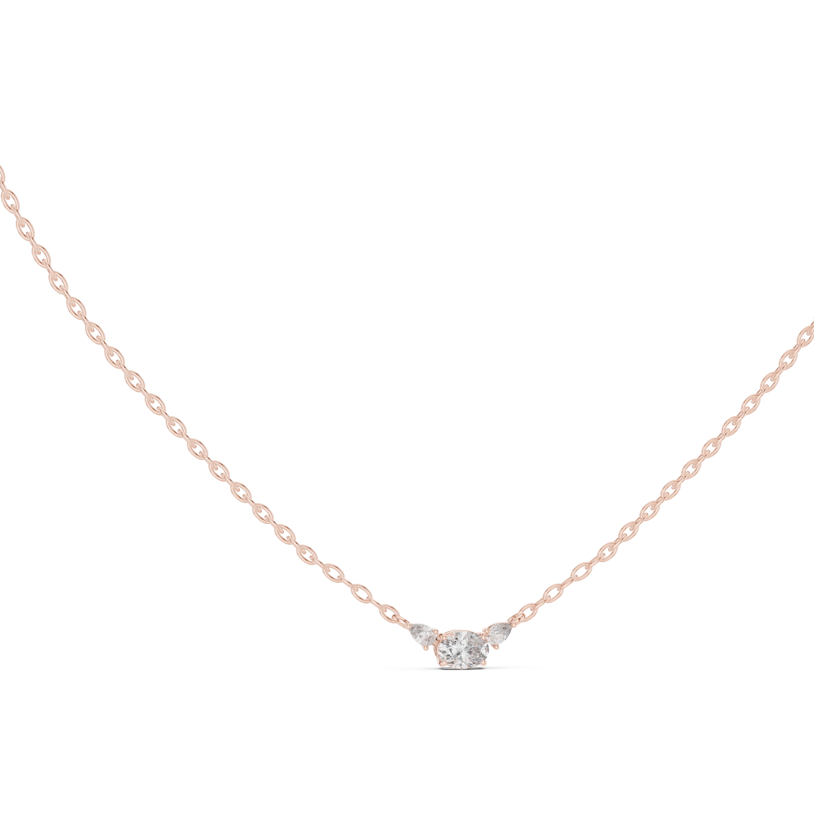 Oval Three Stone Moissanite Pendant in Yellow Gold