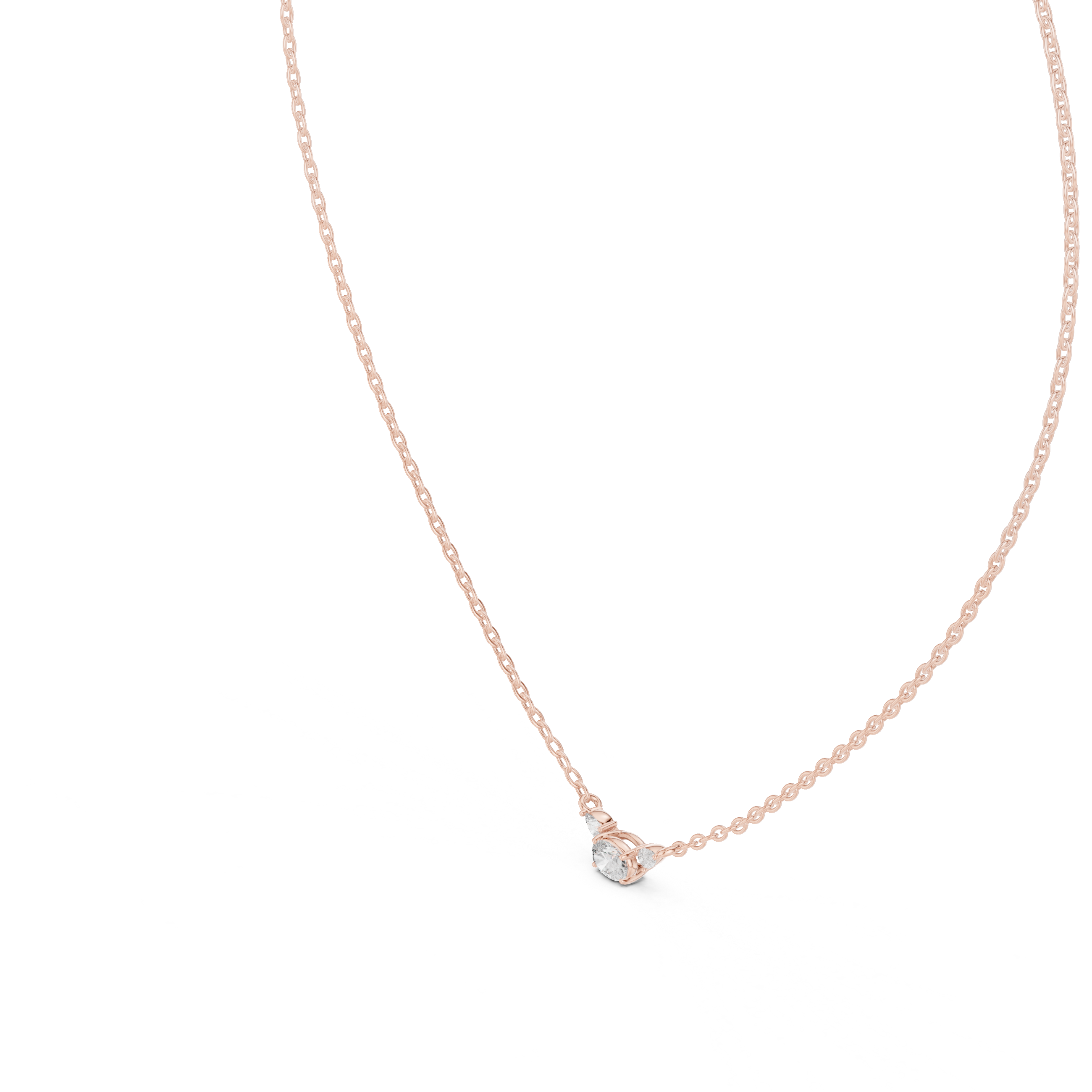 Oval Three Stone Moissanite Pendant in Yellow Gold