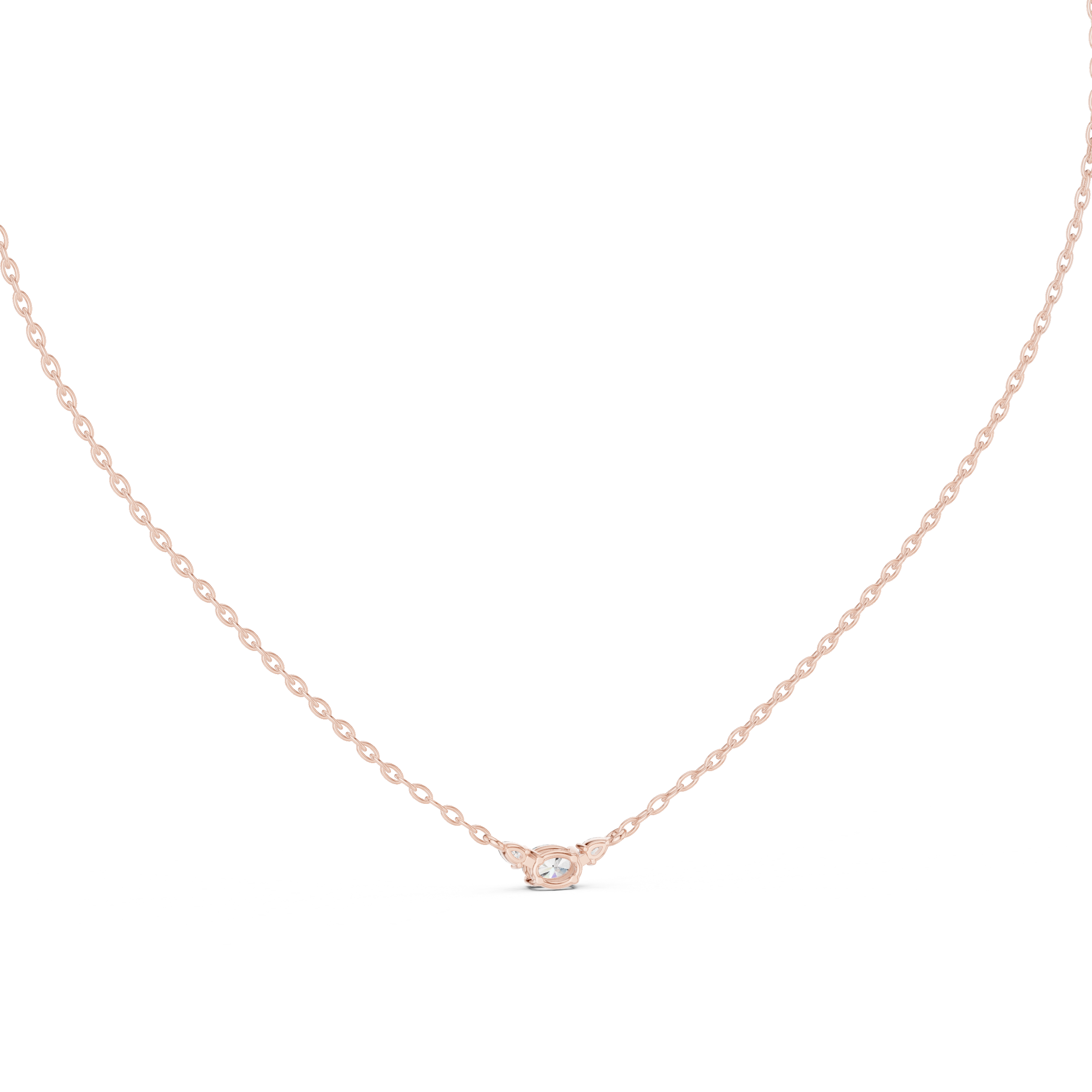Oval Three Stone Moissanite Pendant in Yellow Gold