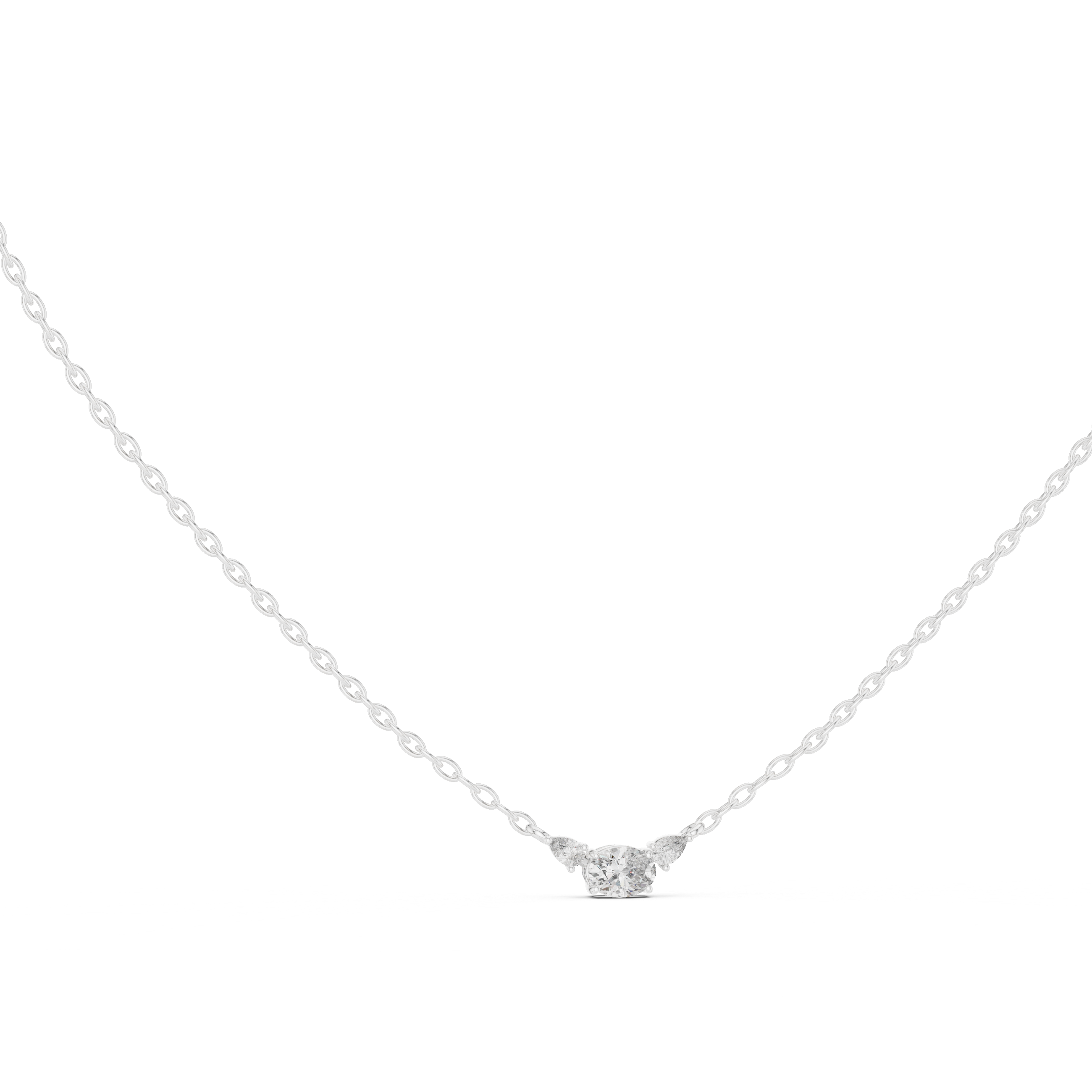 Oval Three Stone Moissanite Pendant in Yellow Gold