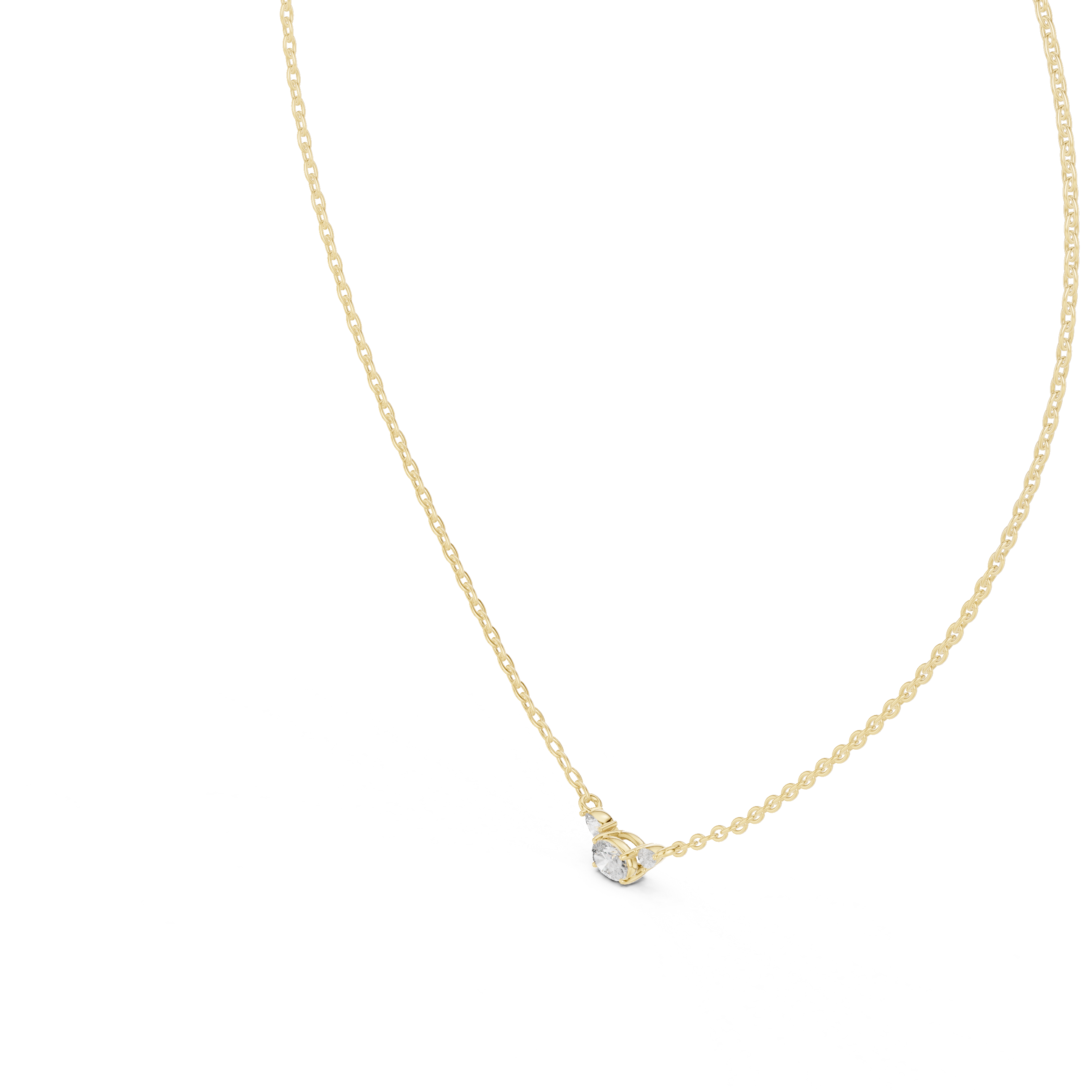 Oval Three Stone Moissanite Pendant in Yellow Gold