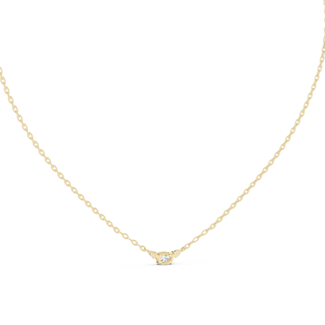 Oval Three Stone Moissanite Pendant in Yellow Gold