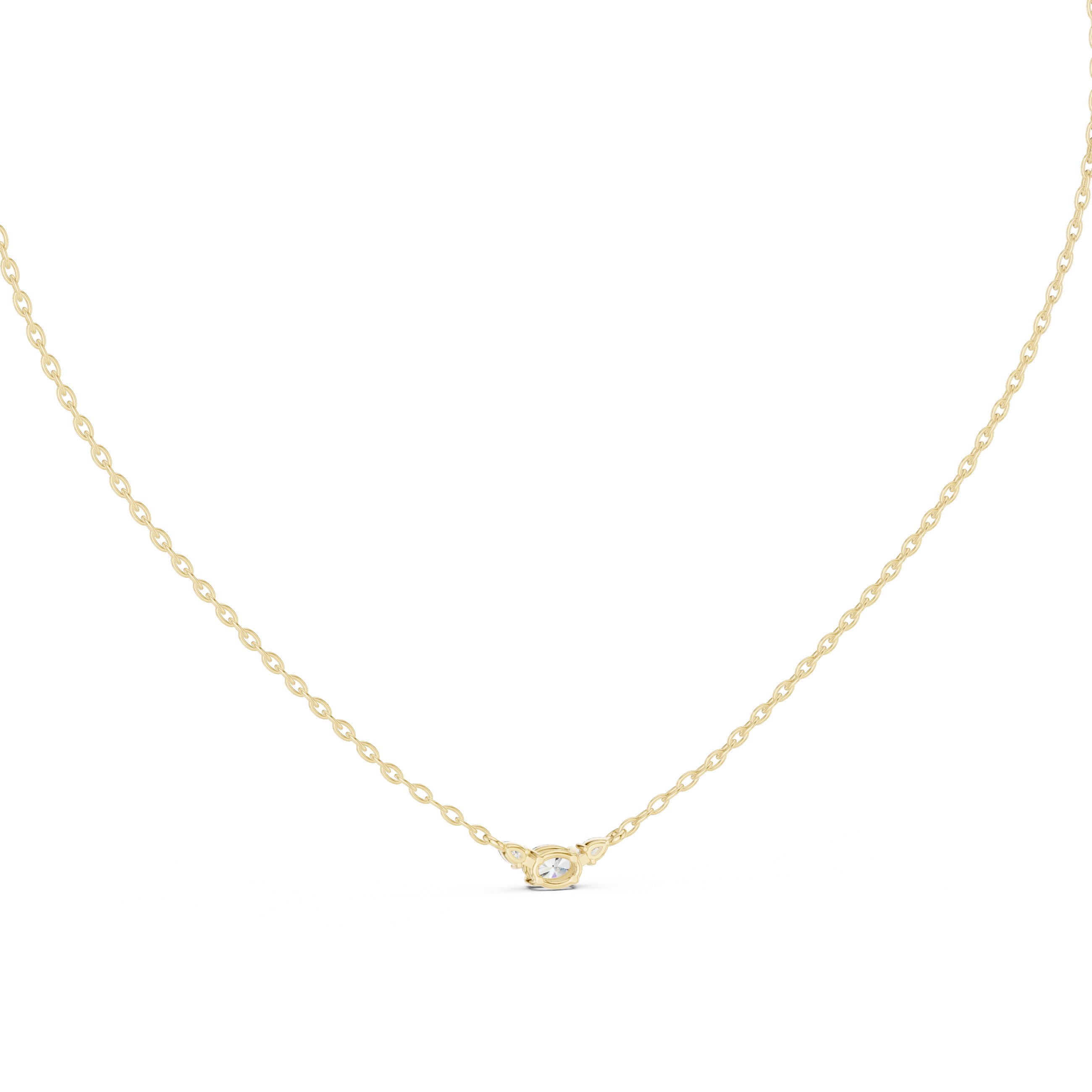 Oval Three Stone Moissanite Pendant in Yellow Gold