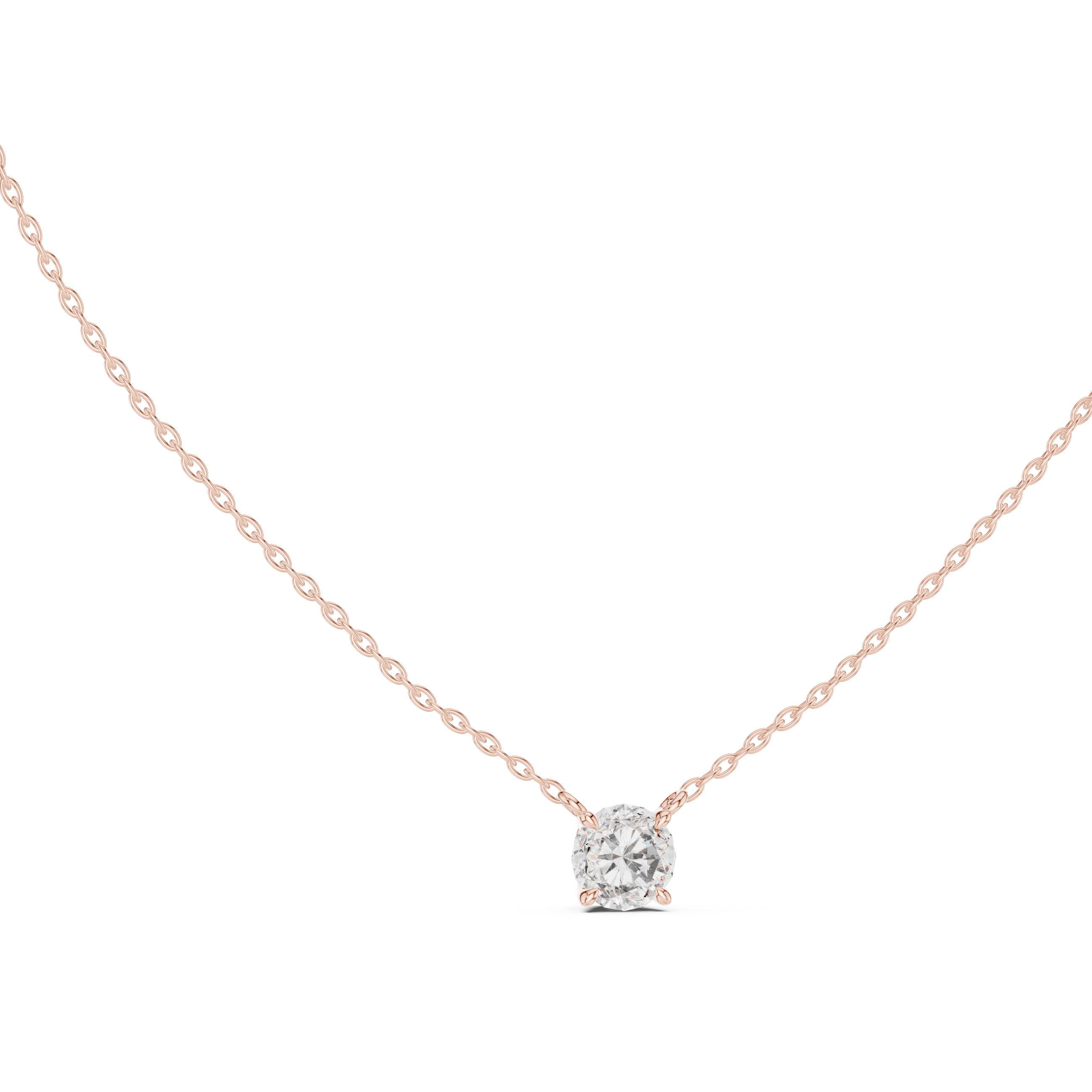 Classic Round Solitaire Moissanite Pendant in Rose Gold