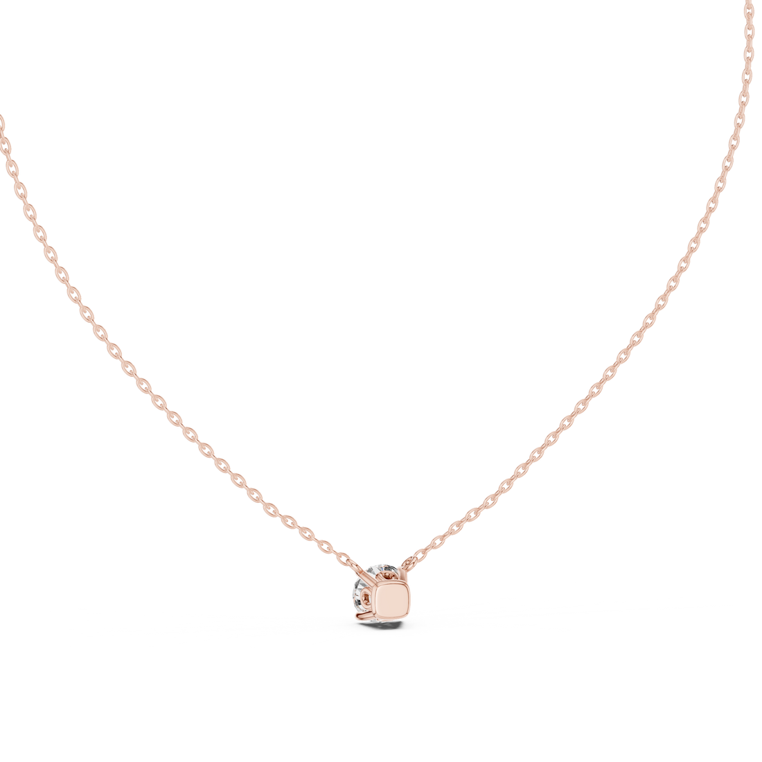 Classic Round Solitaire Moissanite Pendant in Rose Gold