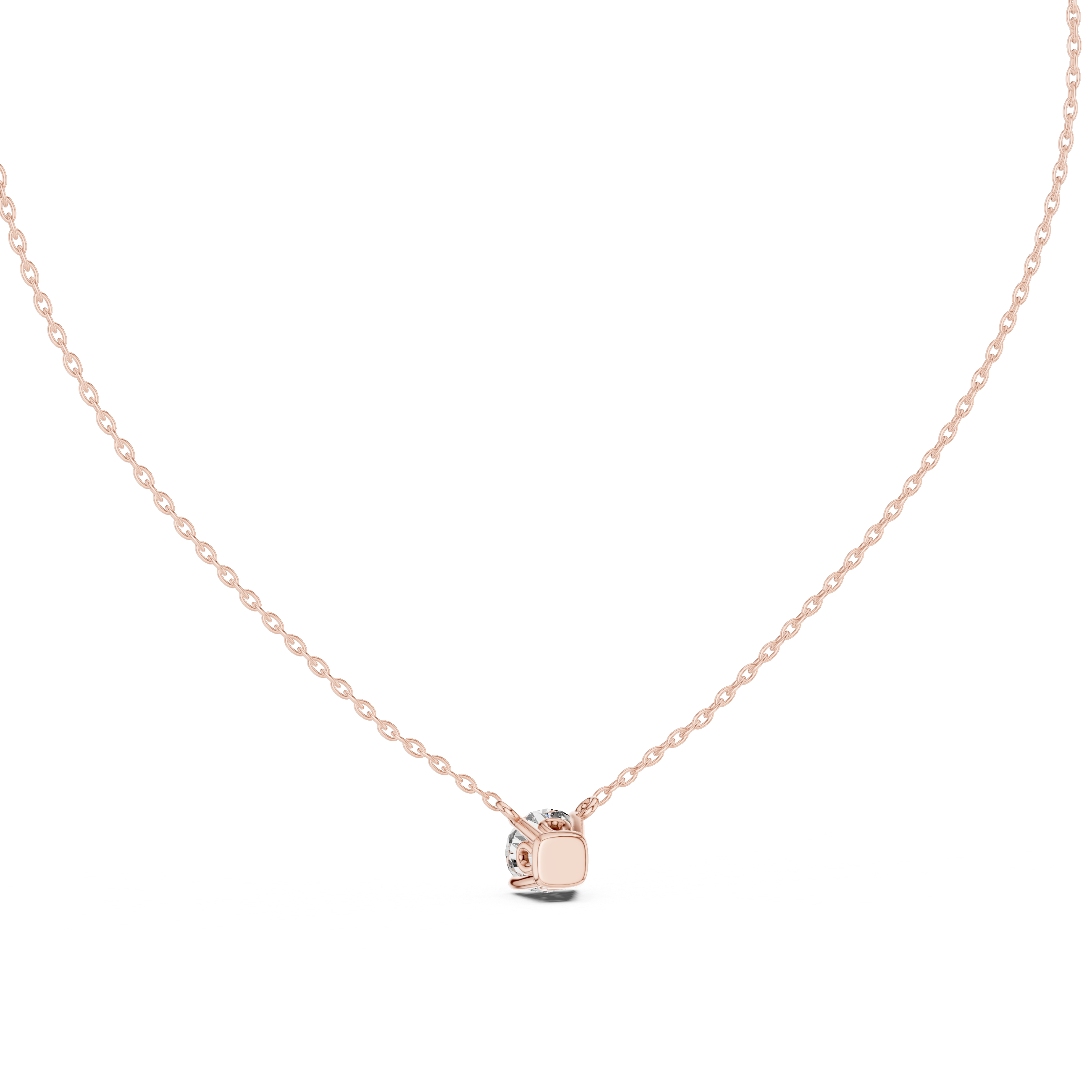 Classic Round Solitaire Moissanite Pendant in Rose Gold