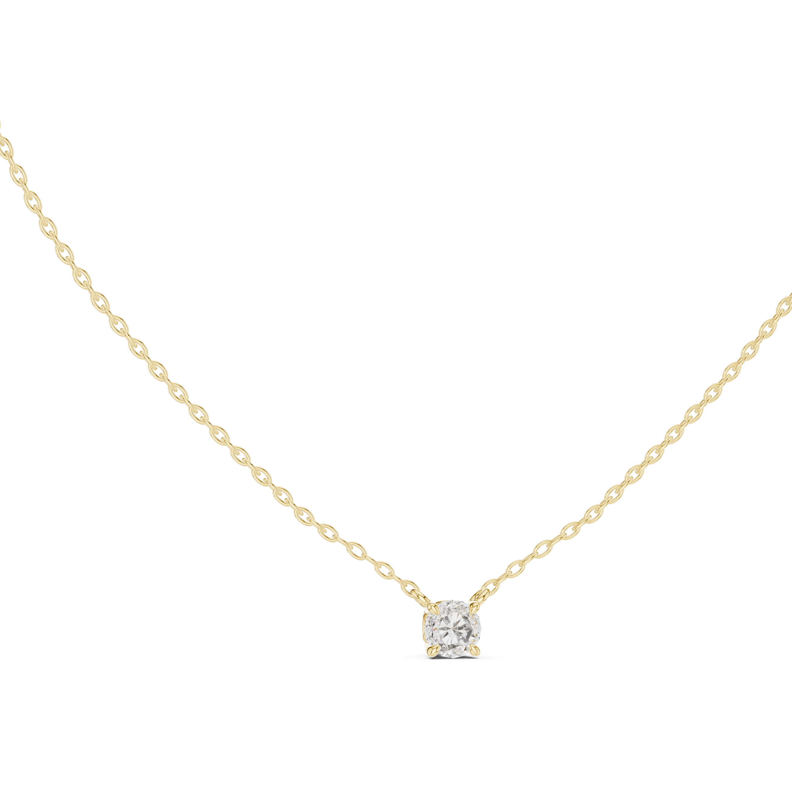 Minimal Round Solitaire Moissanite Pendant in Yellow Gold