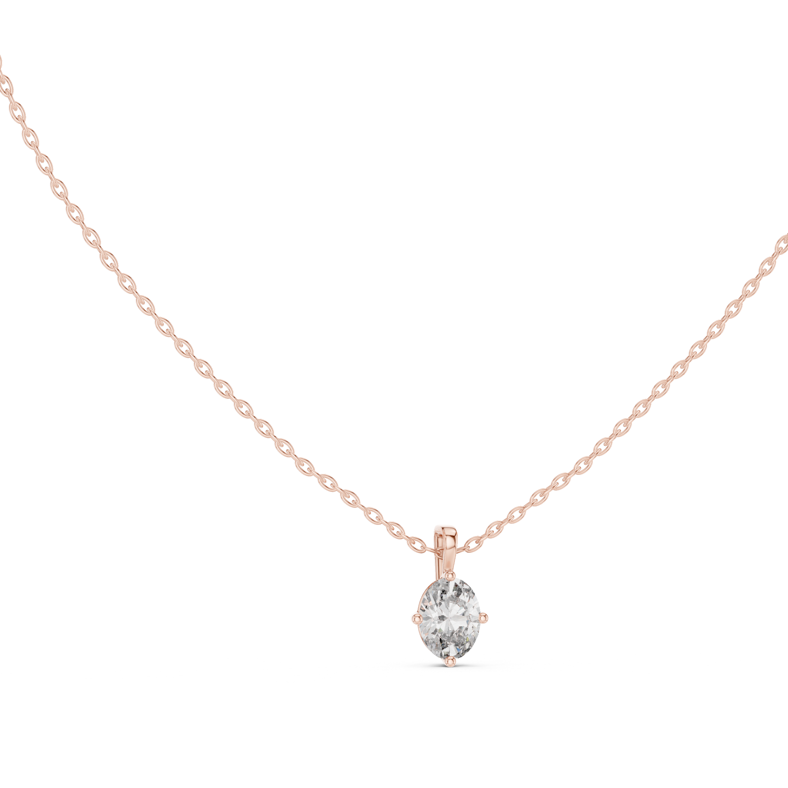 Oval Cut Solitaire Moissanite Pendant in White Gold