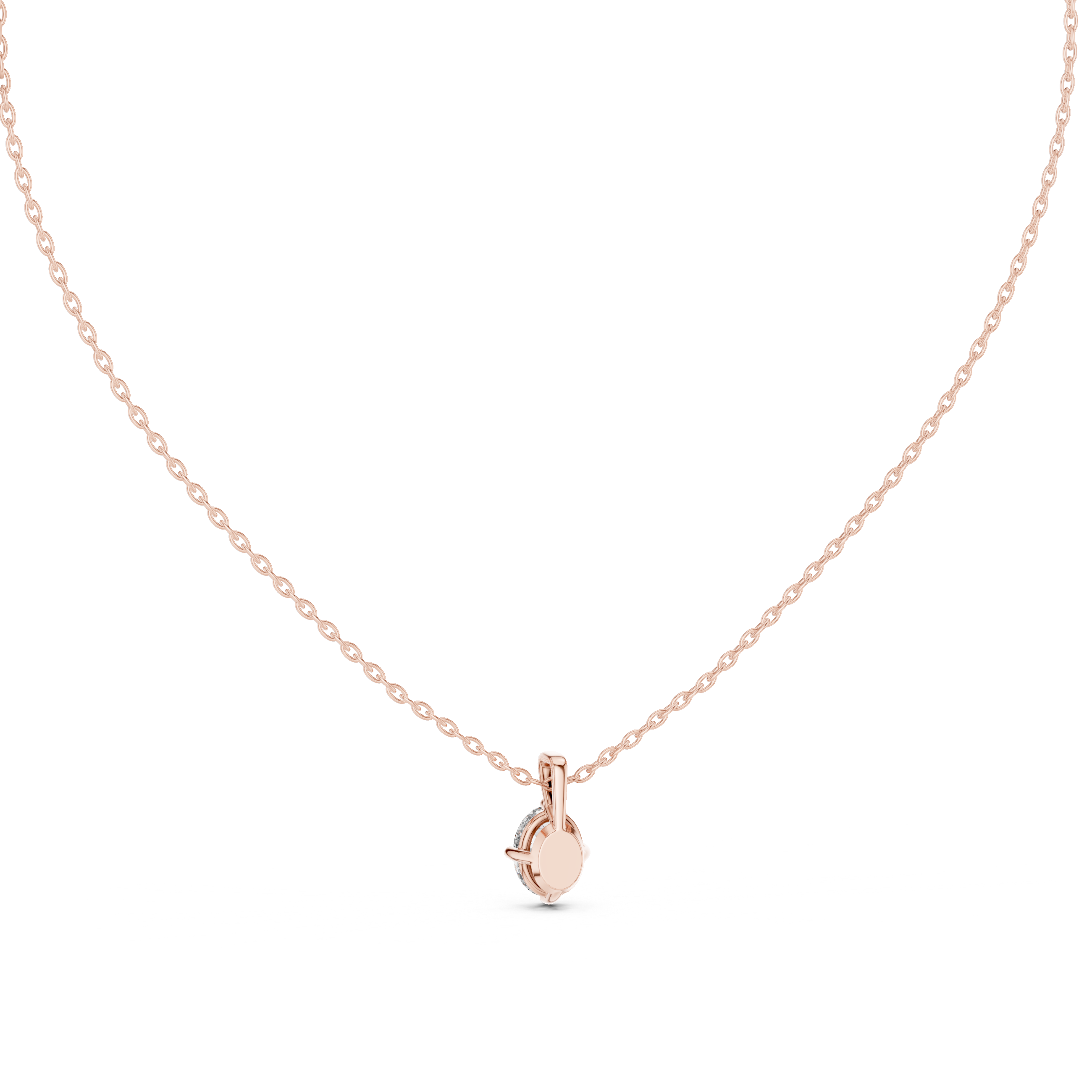 Oval Cut Solitaire Moissanite Pendant in White Gold