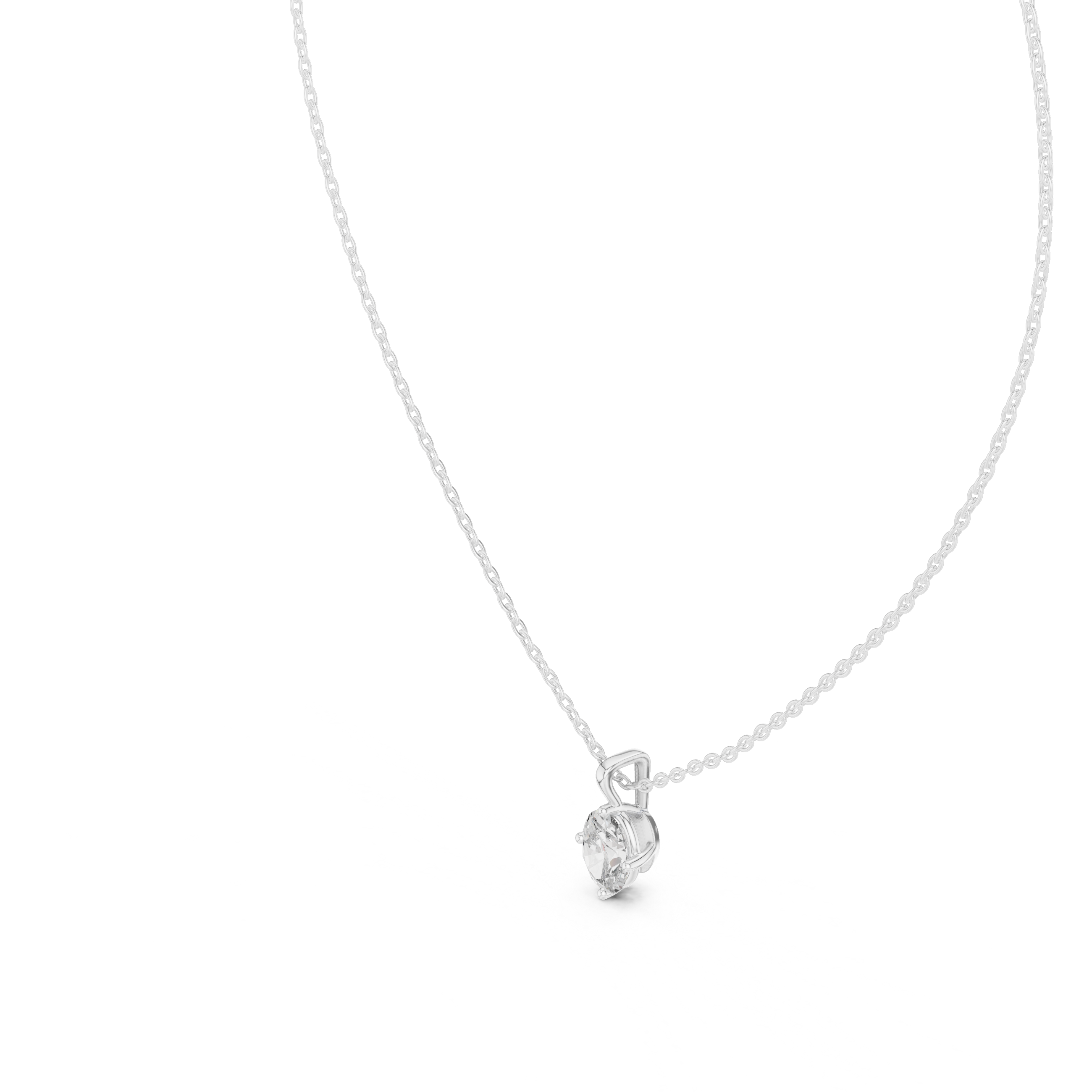 Oval Cut Solitaire Moissanite Pendant in White Gold
