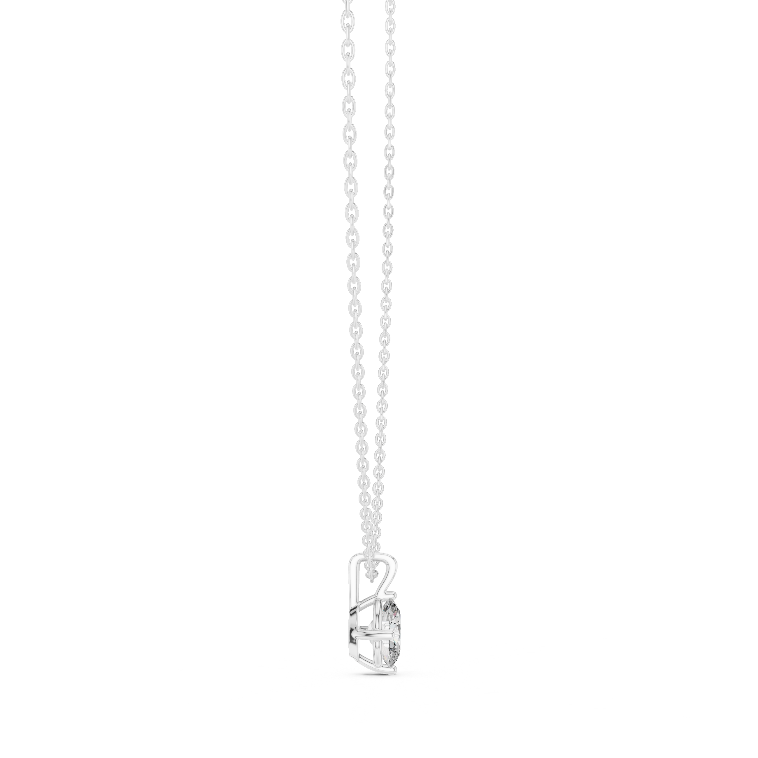 Oval Cut Solitaire Moissanite Pendant in White Gold