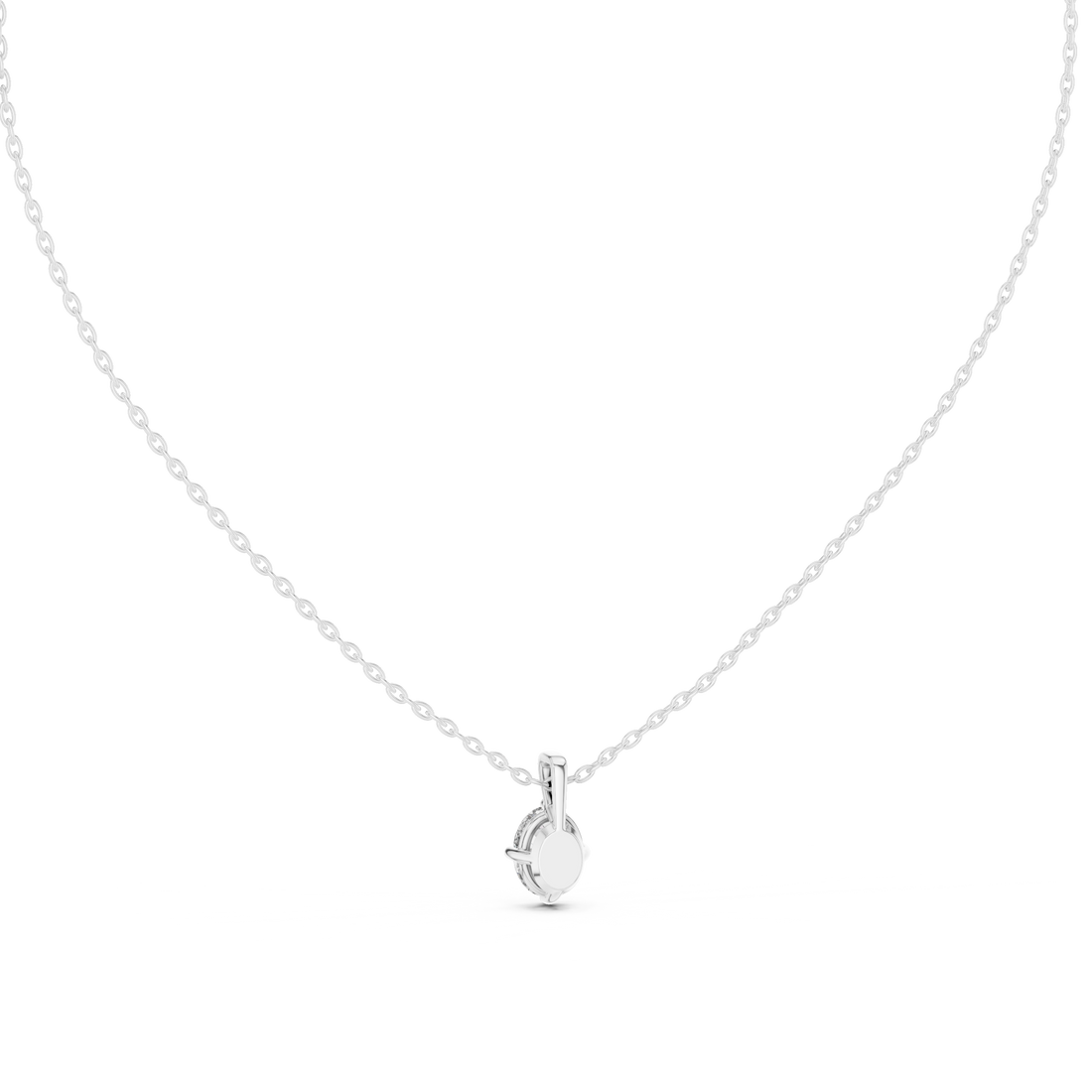 Oval Cut Solitaire Moissanite Pendant in White Gold