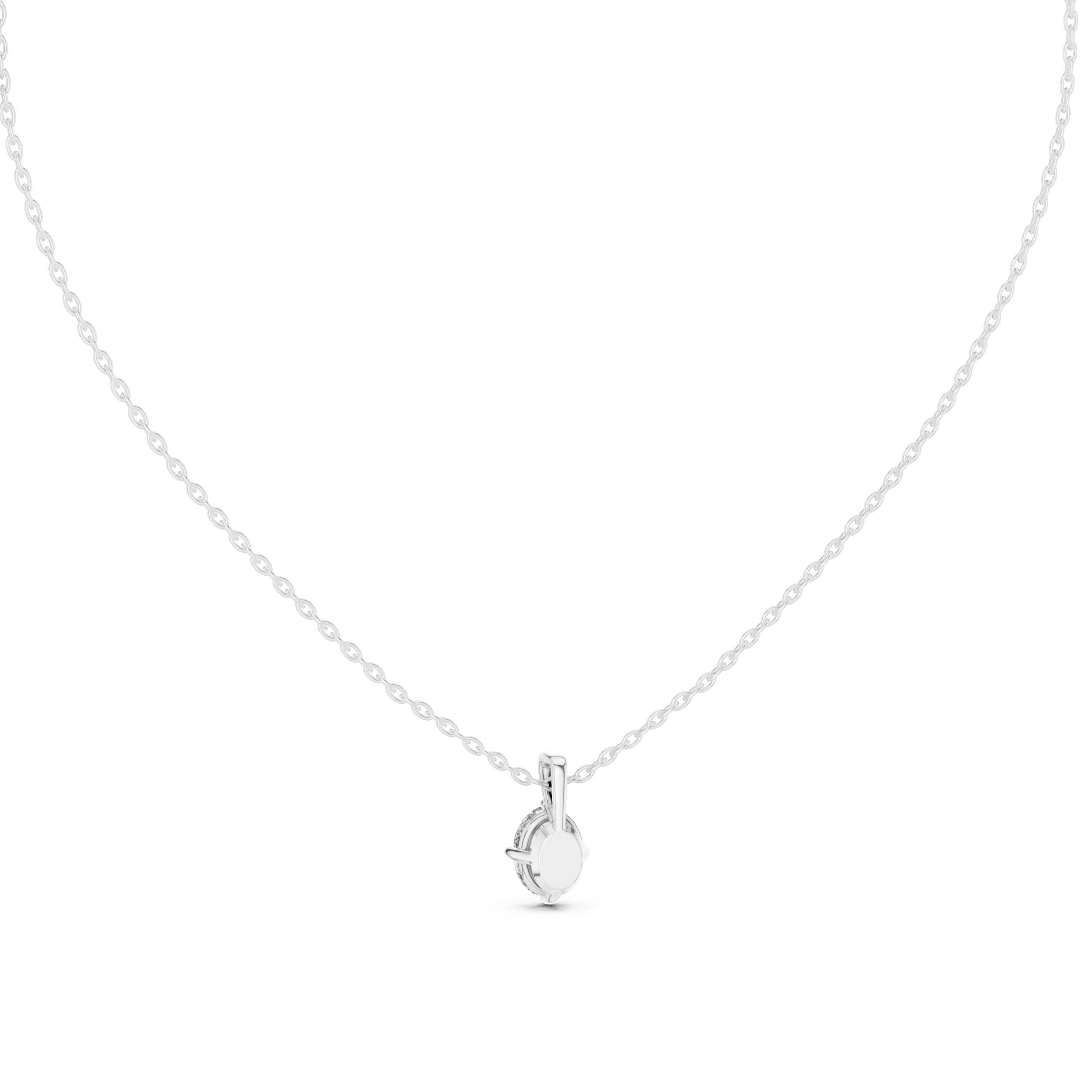 Oval Cut Solitaire Moissanite Pendant in White Gold