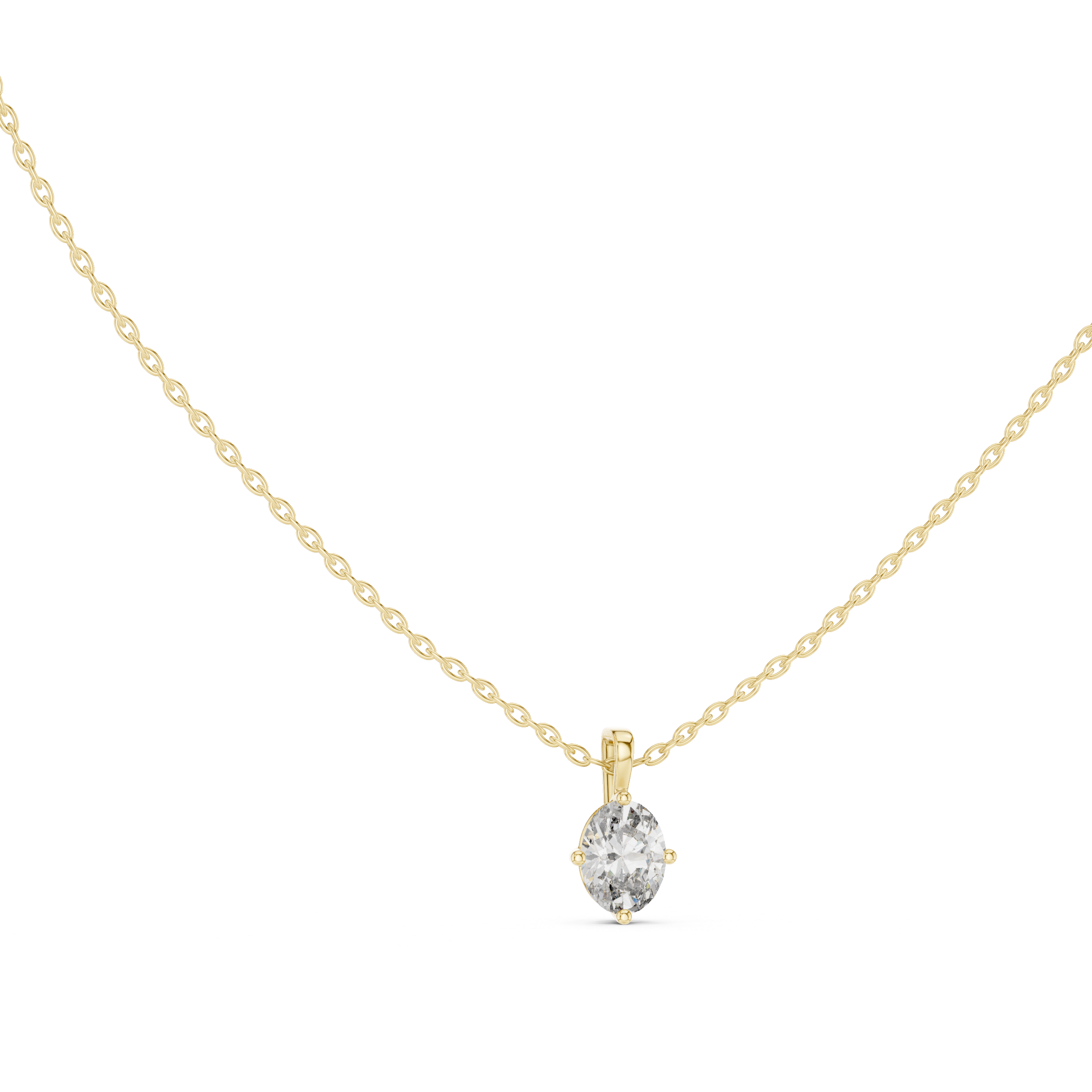 Oval Cut Solitaire Moissanite Pendant in White Gold