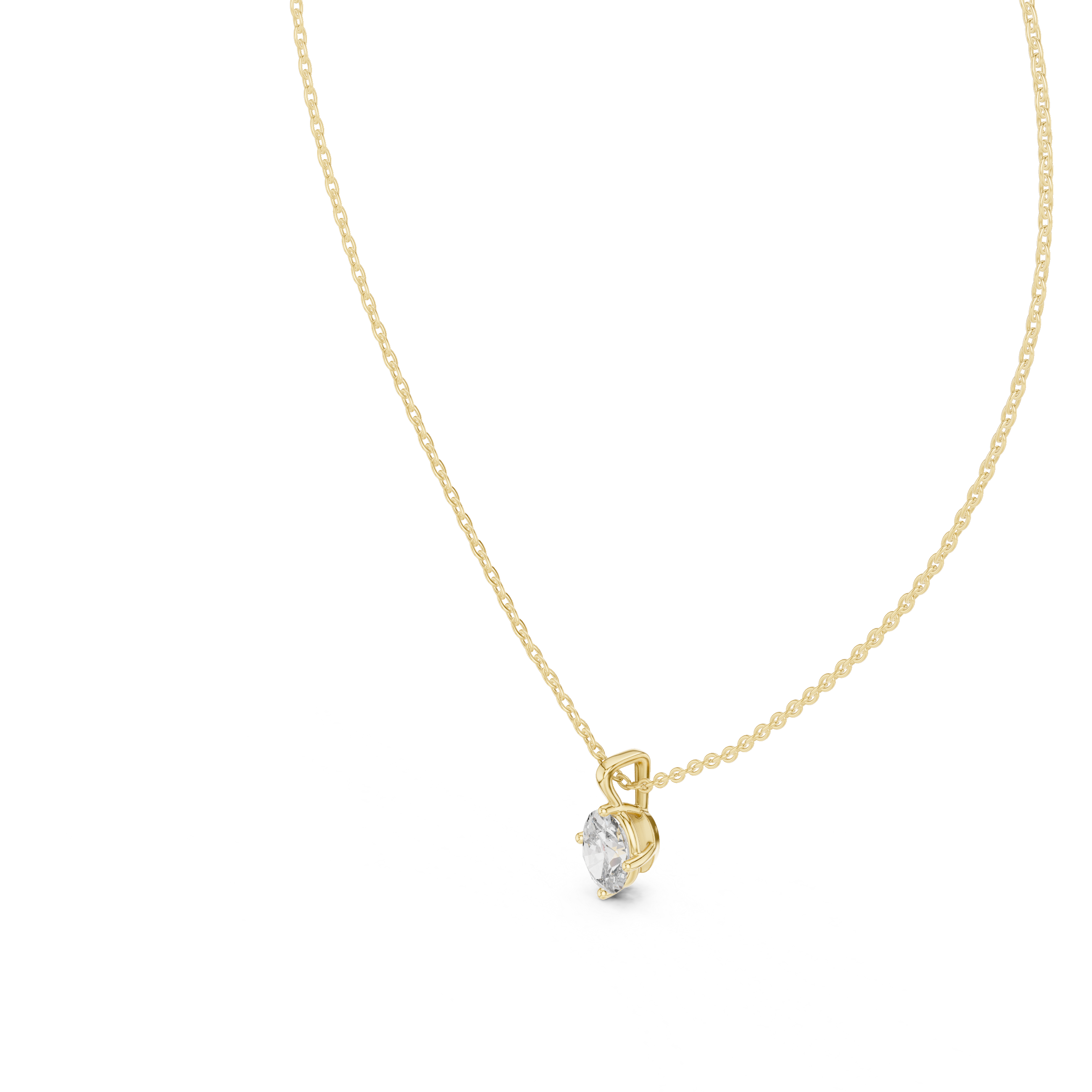 Oval Cut Solitaire Moissanite Pendant in White Gold