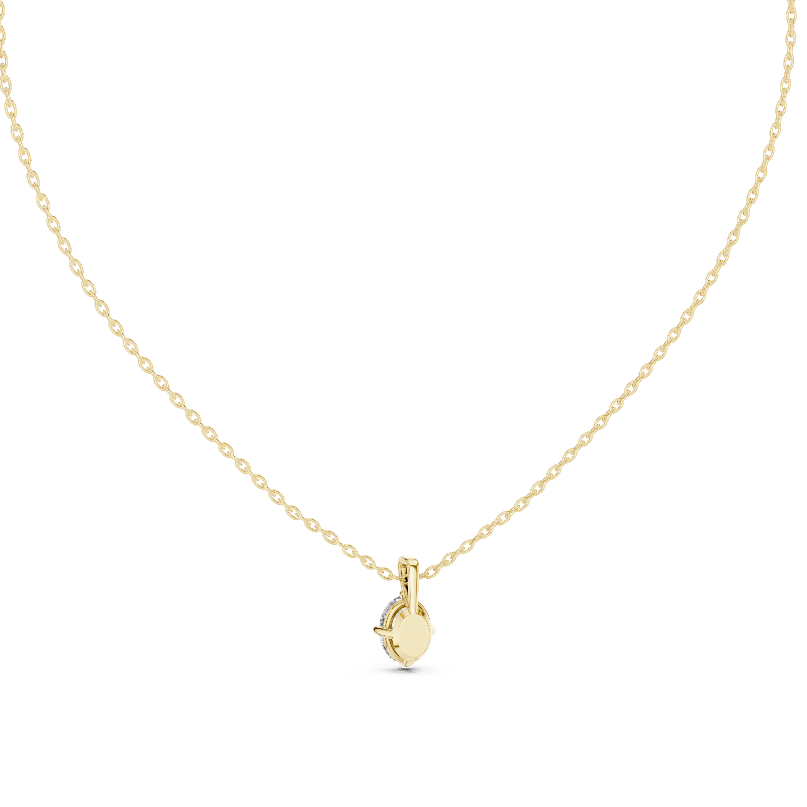 Oval Cut Solitaire Moissanite Pendant in White Gold
