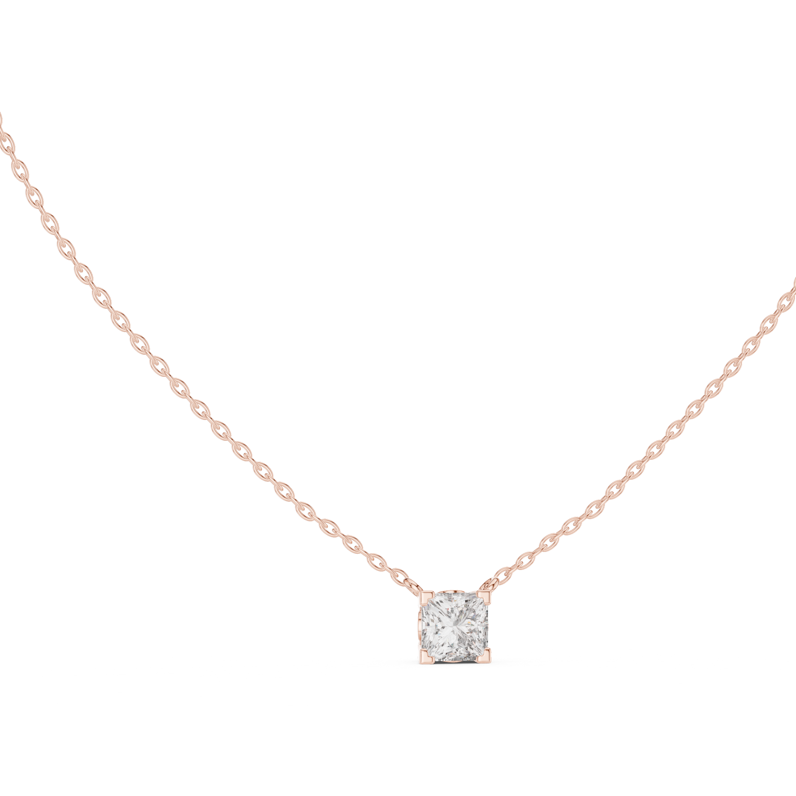 Round Modern Geometric Moissanite Pendant in Rose Gold