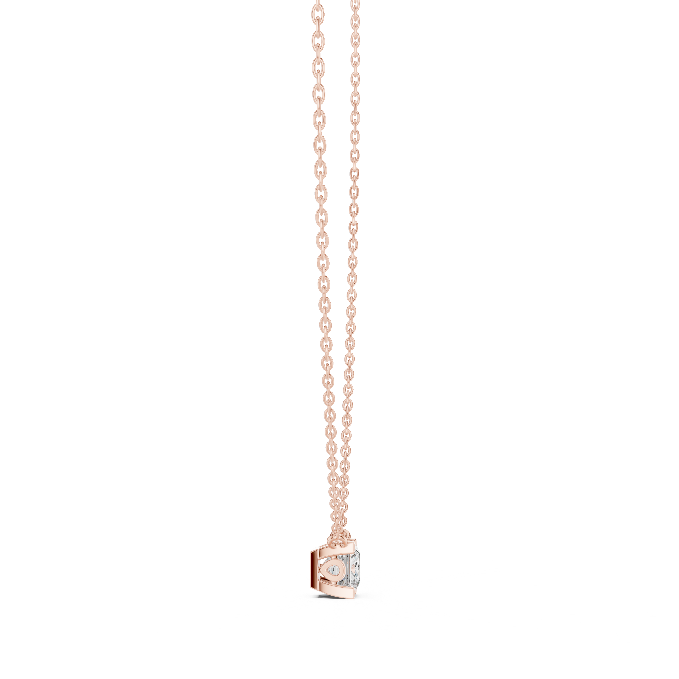 Round Modern Geometric Moissanite Pendant in Rose Gold