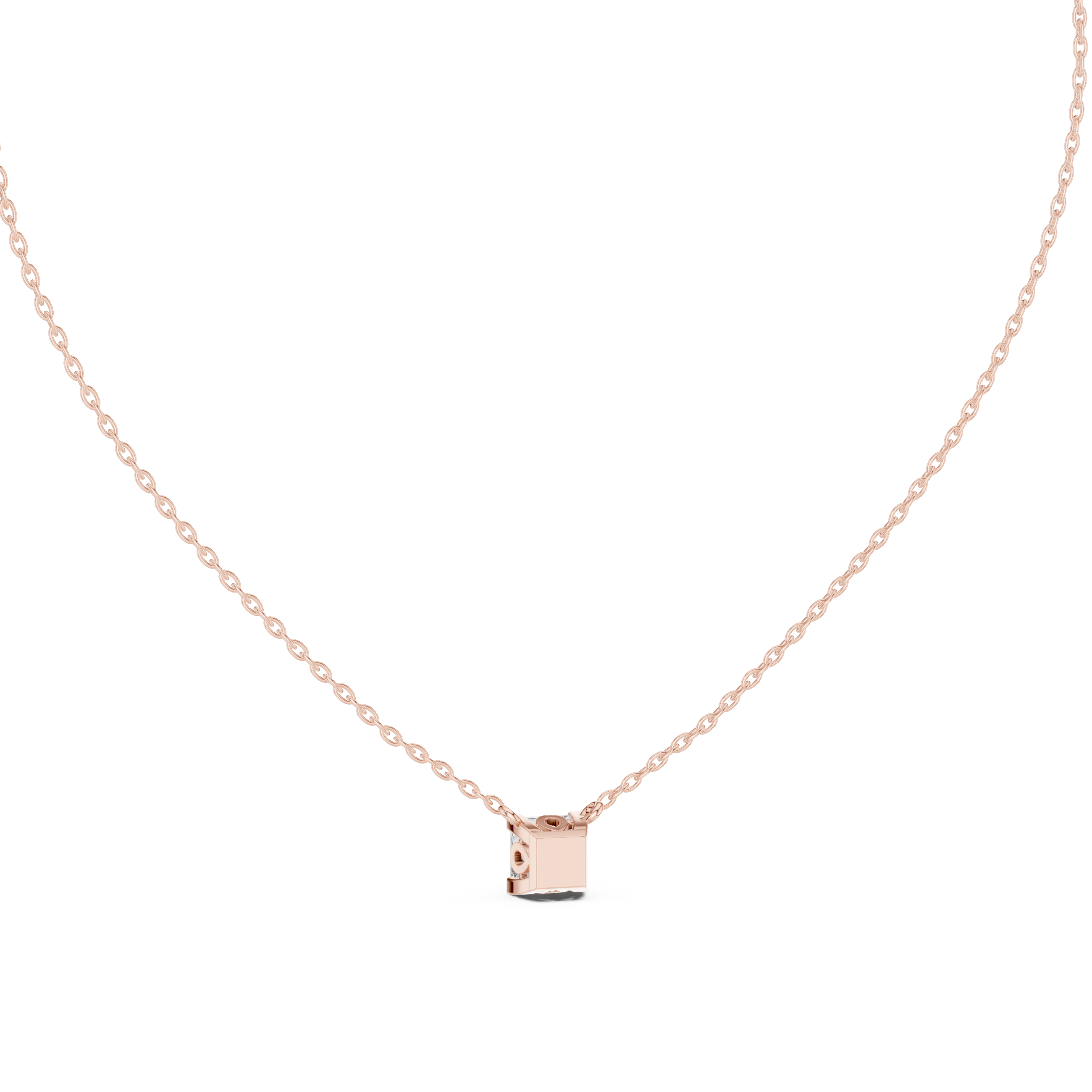 Round Modern Geometric Moissanite Pendant in Rose Gold