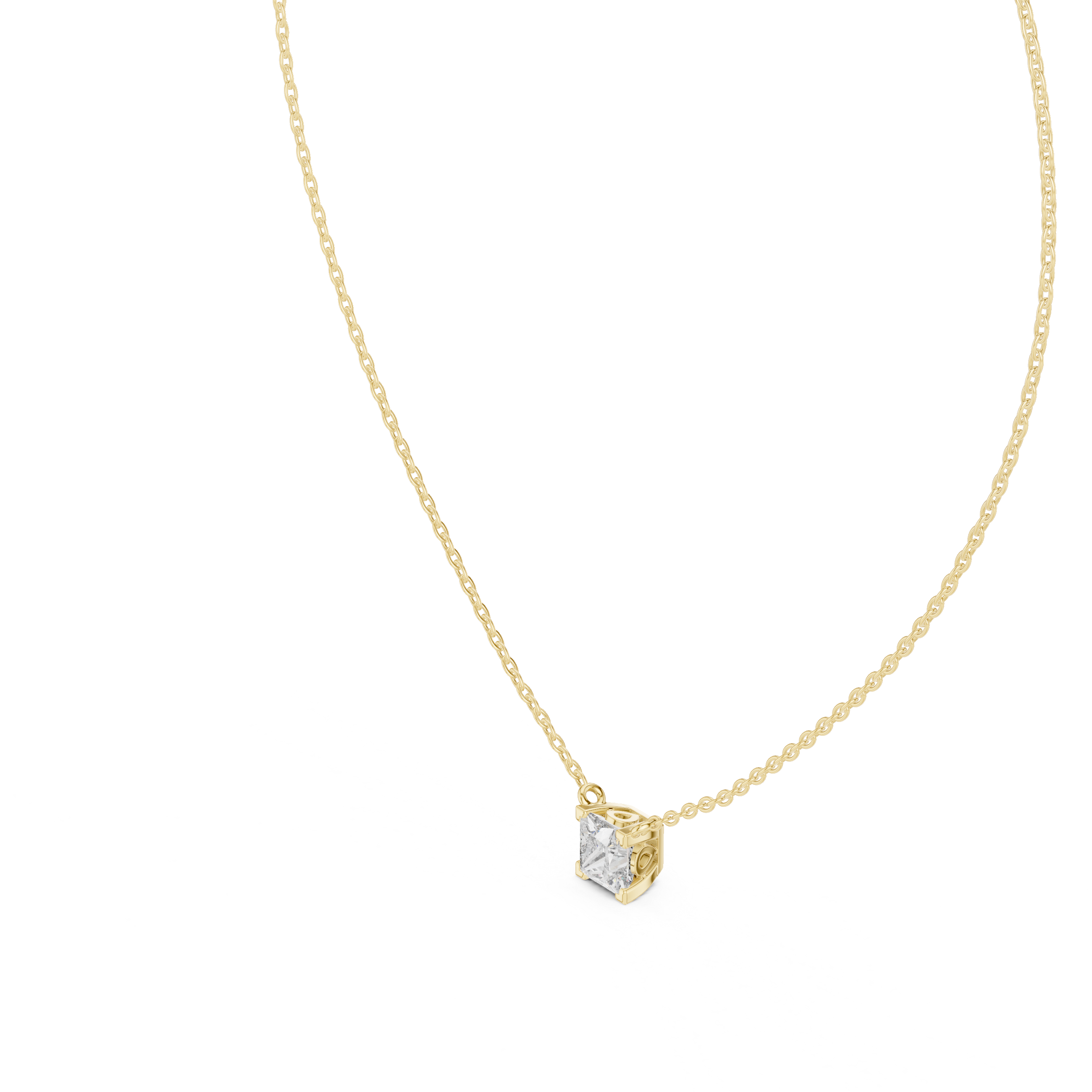 Round Modern Geometric Moissanite Pendant in Rose Gold