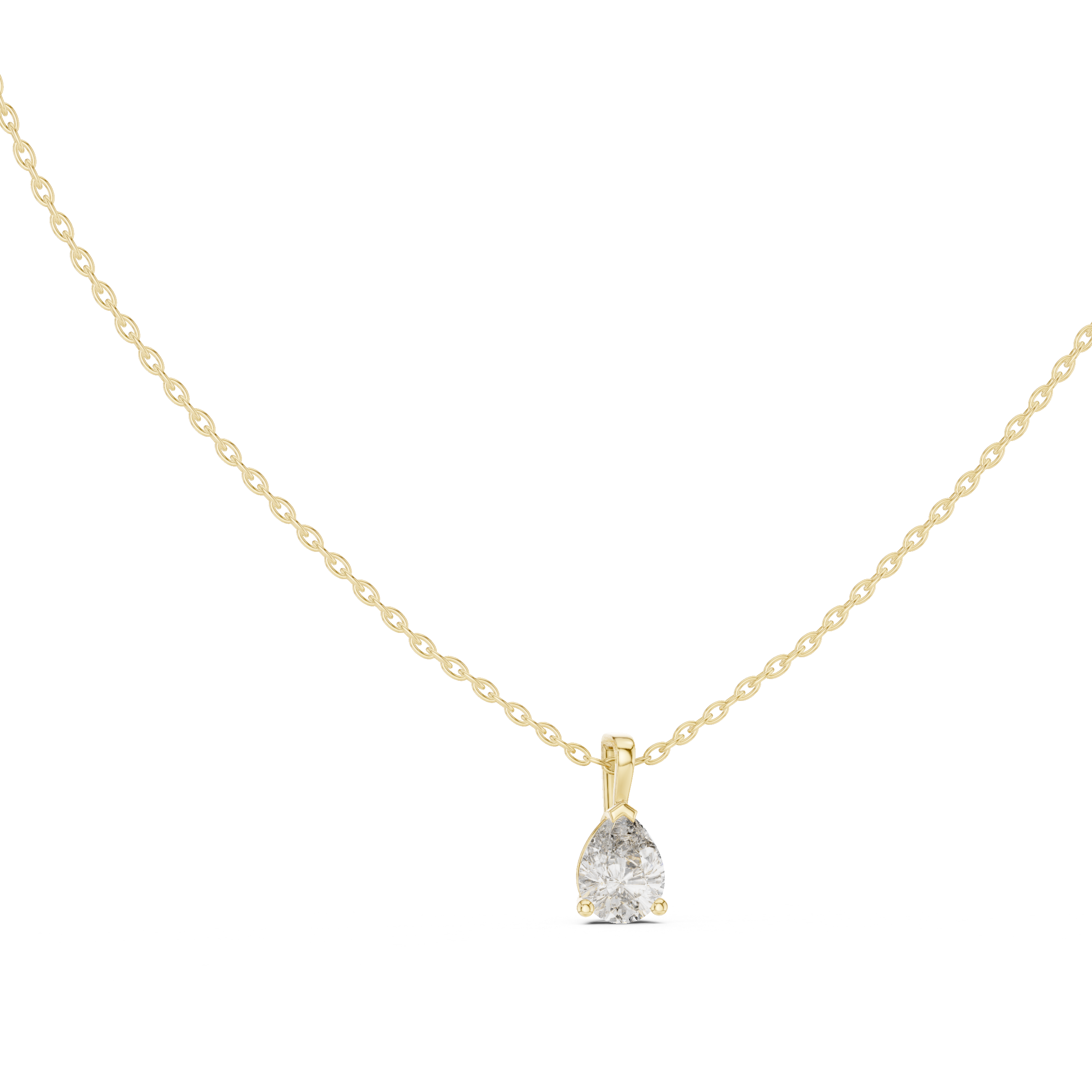 Pear Solitaire Moissanite Pendant in Yellow Gold