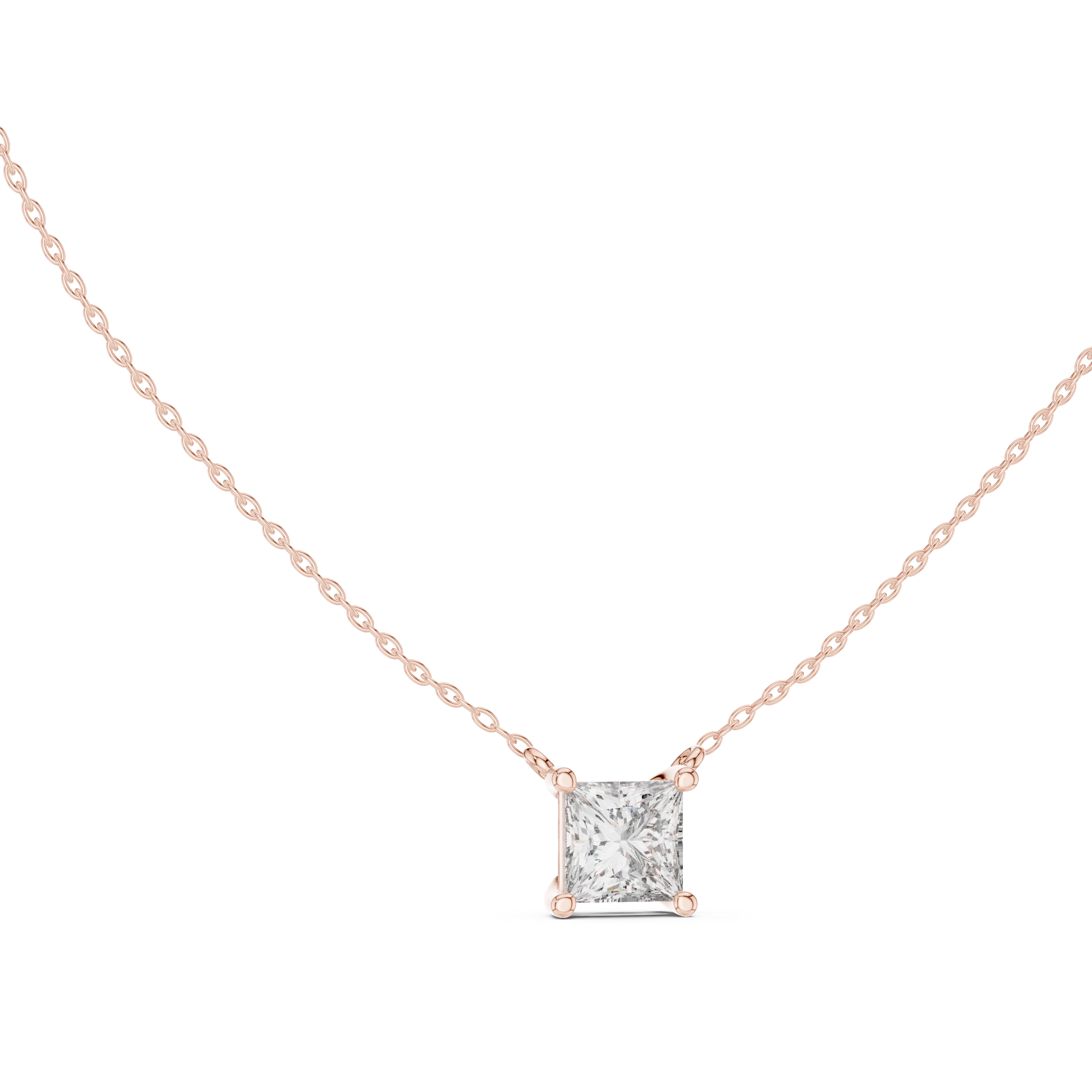 Princess Cut Solitaire Moissanite Pendant in White Gold