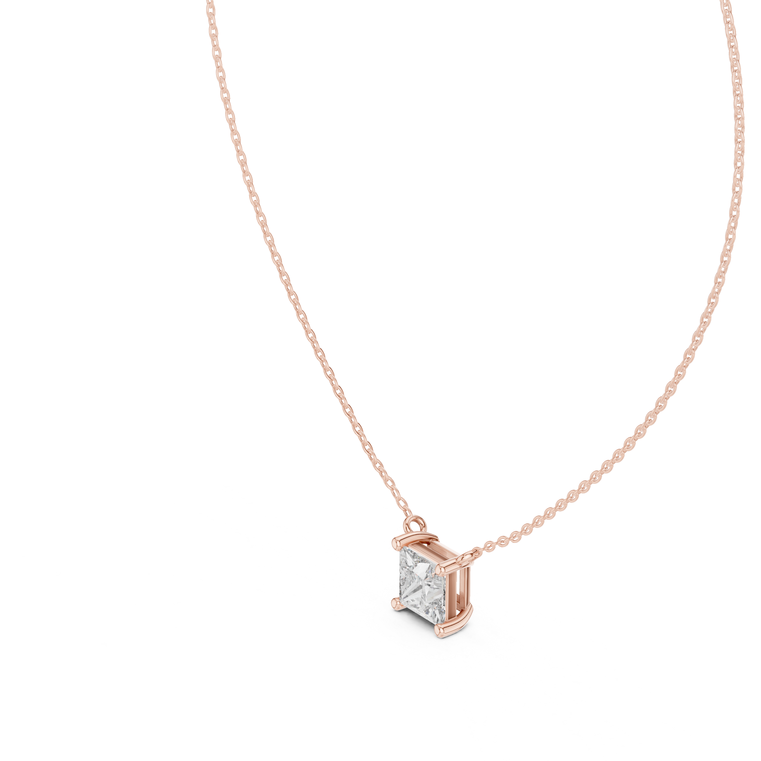 Princess Cut Solitaire Moissanite Pendant in White Gold
