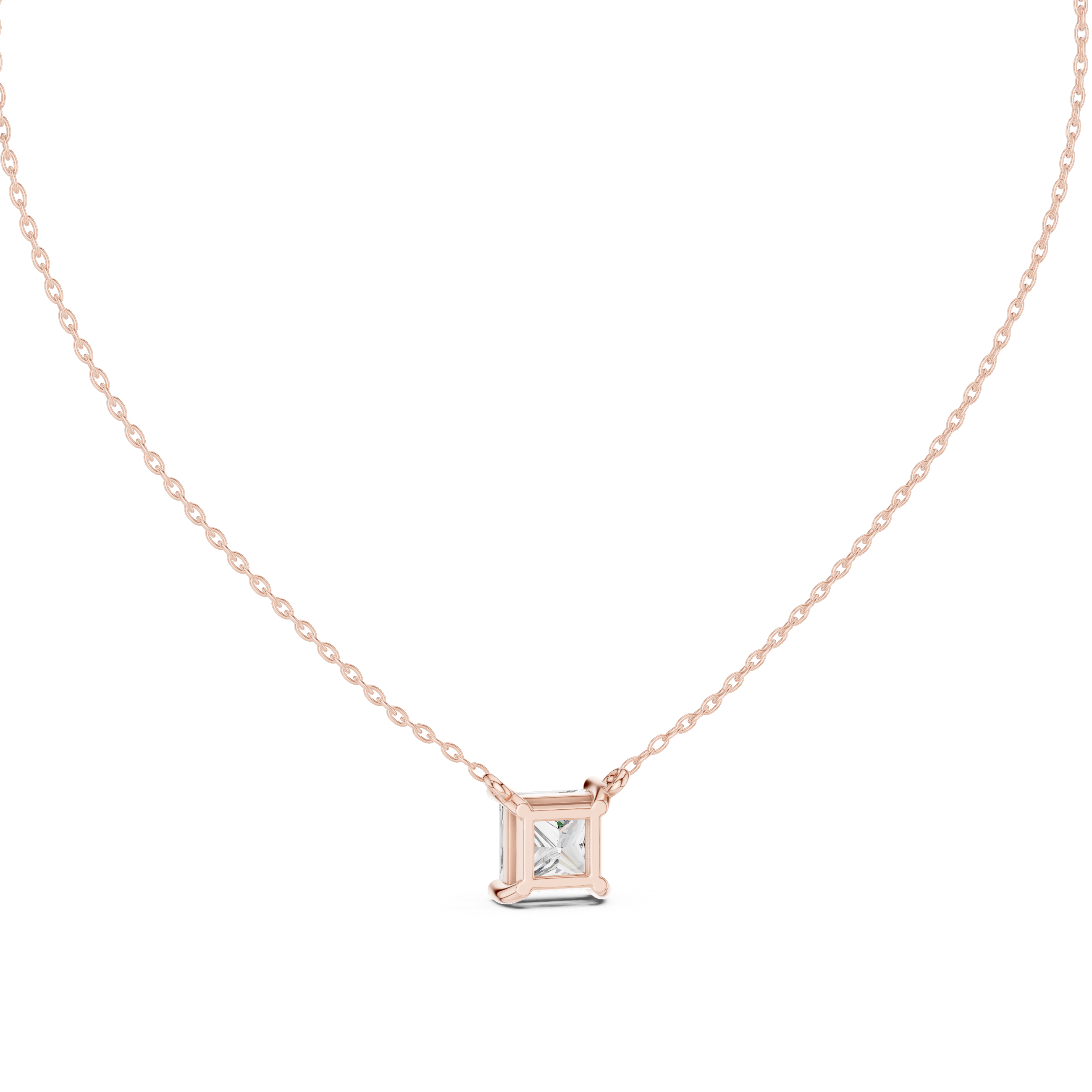 Princess Cut Solitaire Moissanite Pendant in White Gold