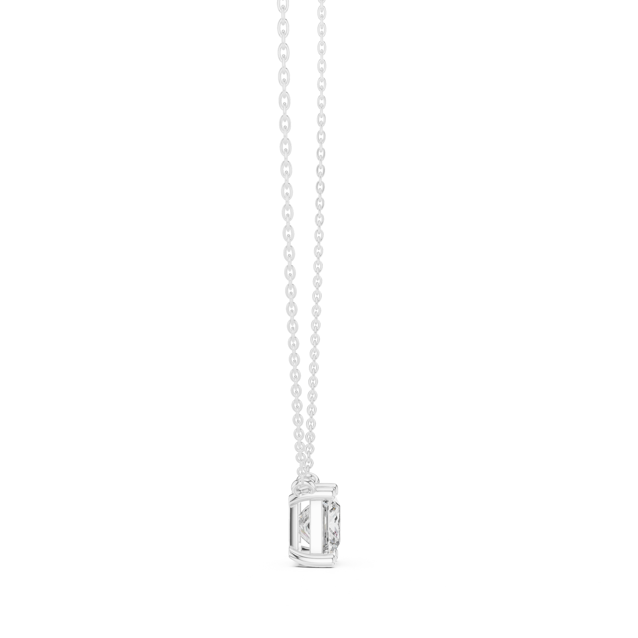 Princess Cut Solitaire Moissanite Pendant in White Gold