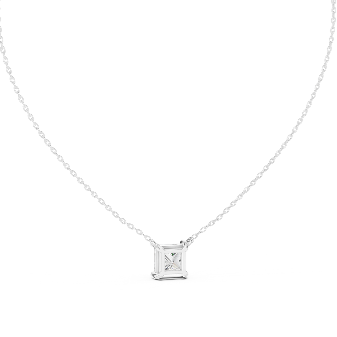 Princess Cut Solitaire Moissanite Pendant in White Gold