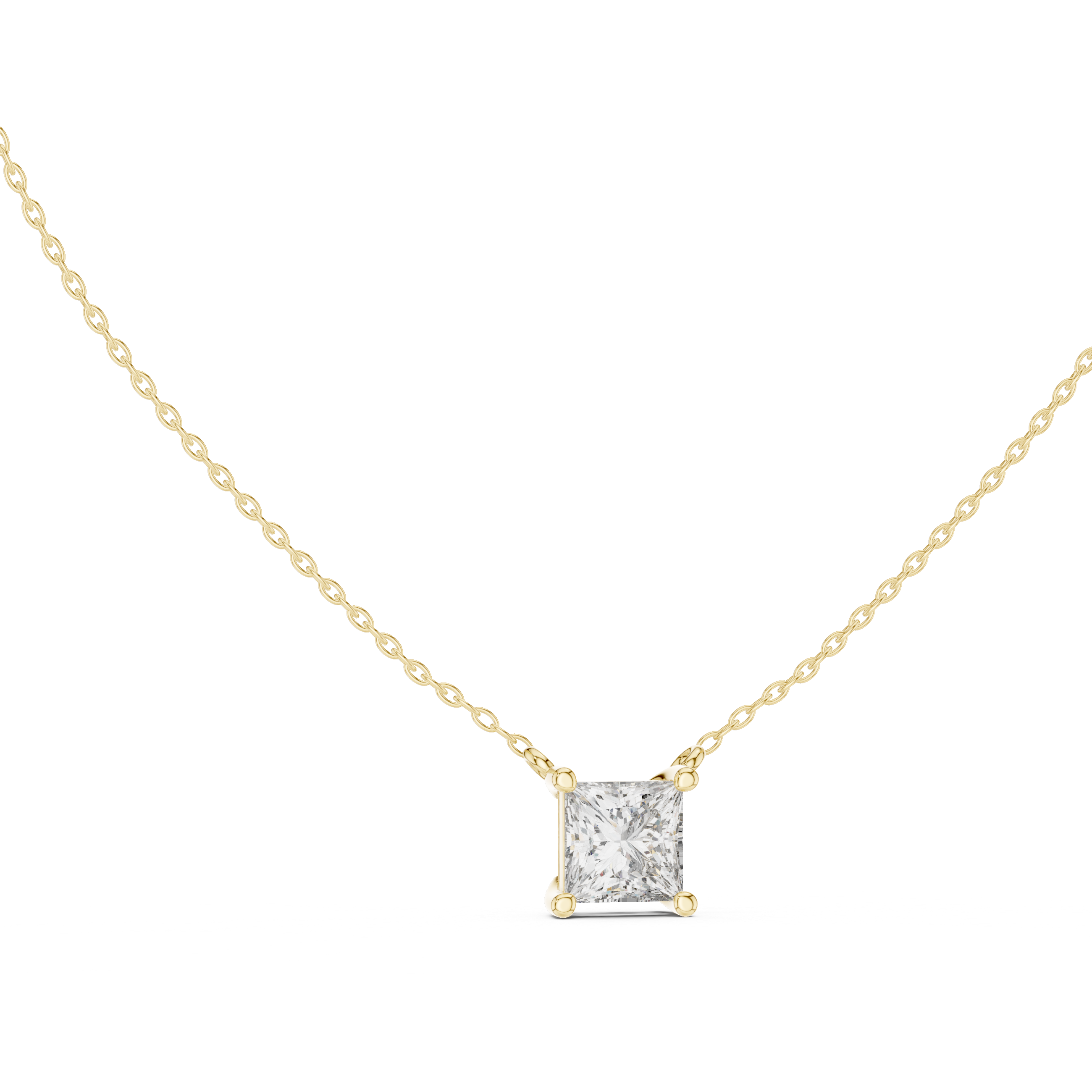 Princess Cut Solitaire Moissanite Pendant in White Gold