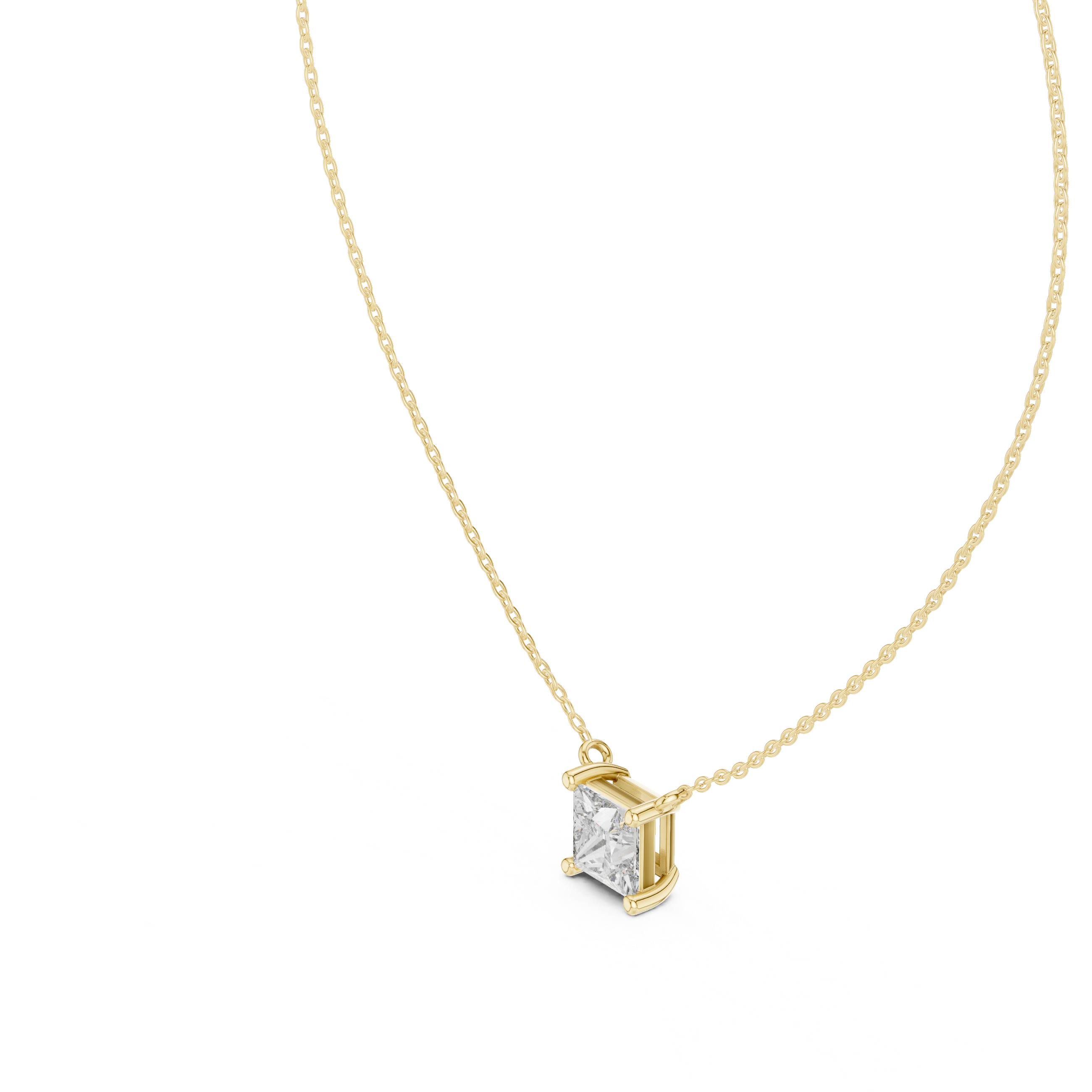 Princess Cut Solitaire Moissanite Pendant in White Gold