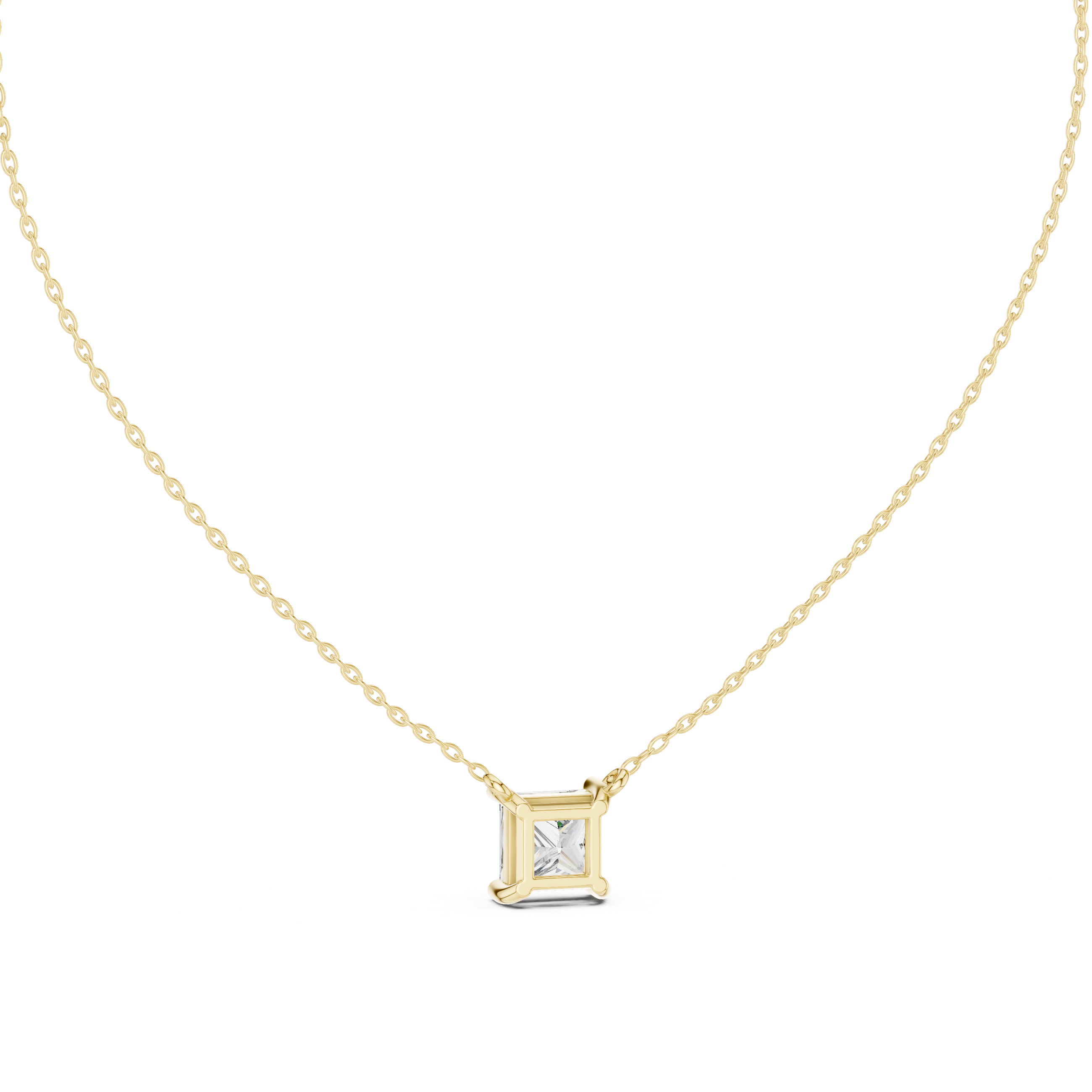 Princess Cut Solitaire Moissanite Pendant in White Gold