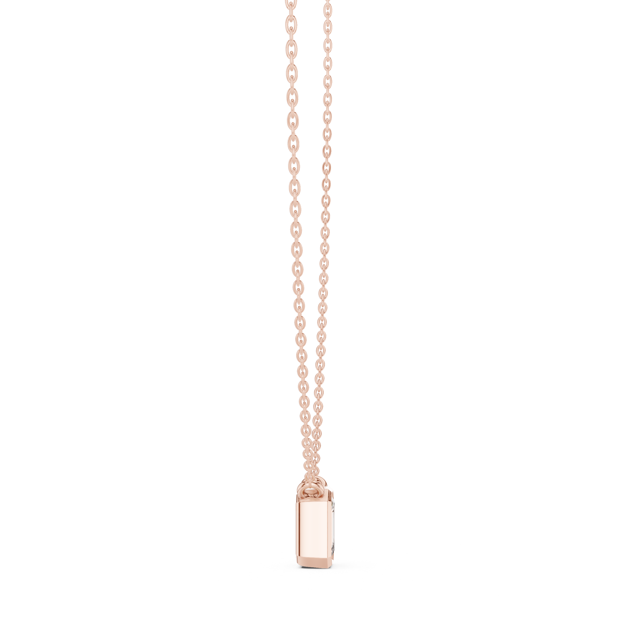 Emerald Cut Bezel Moissanite Pendant in Rose Gold