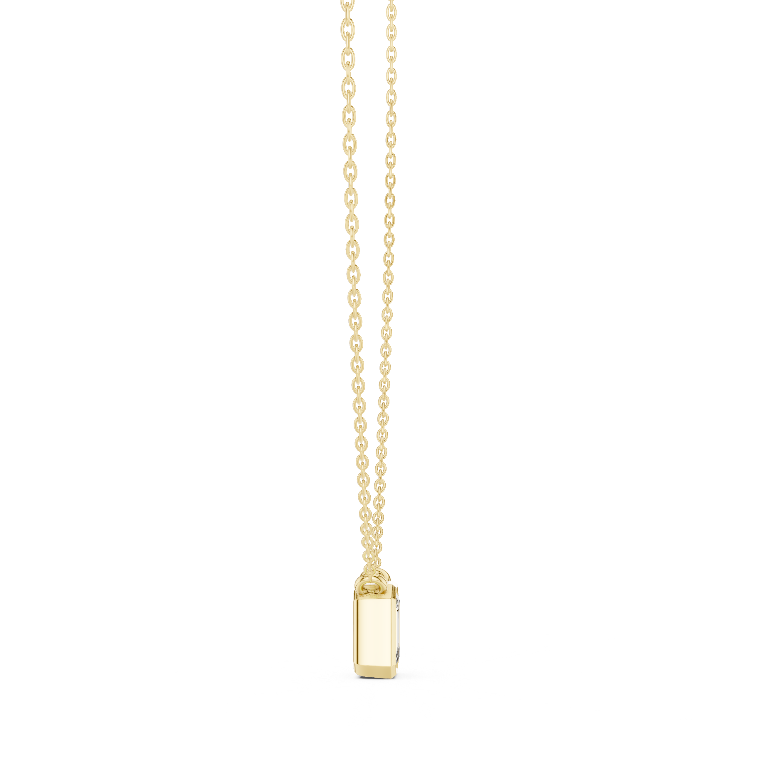 Emerald Cut Bezel Moissanite Pendant in Rose Gold
