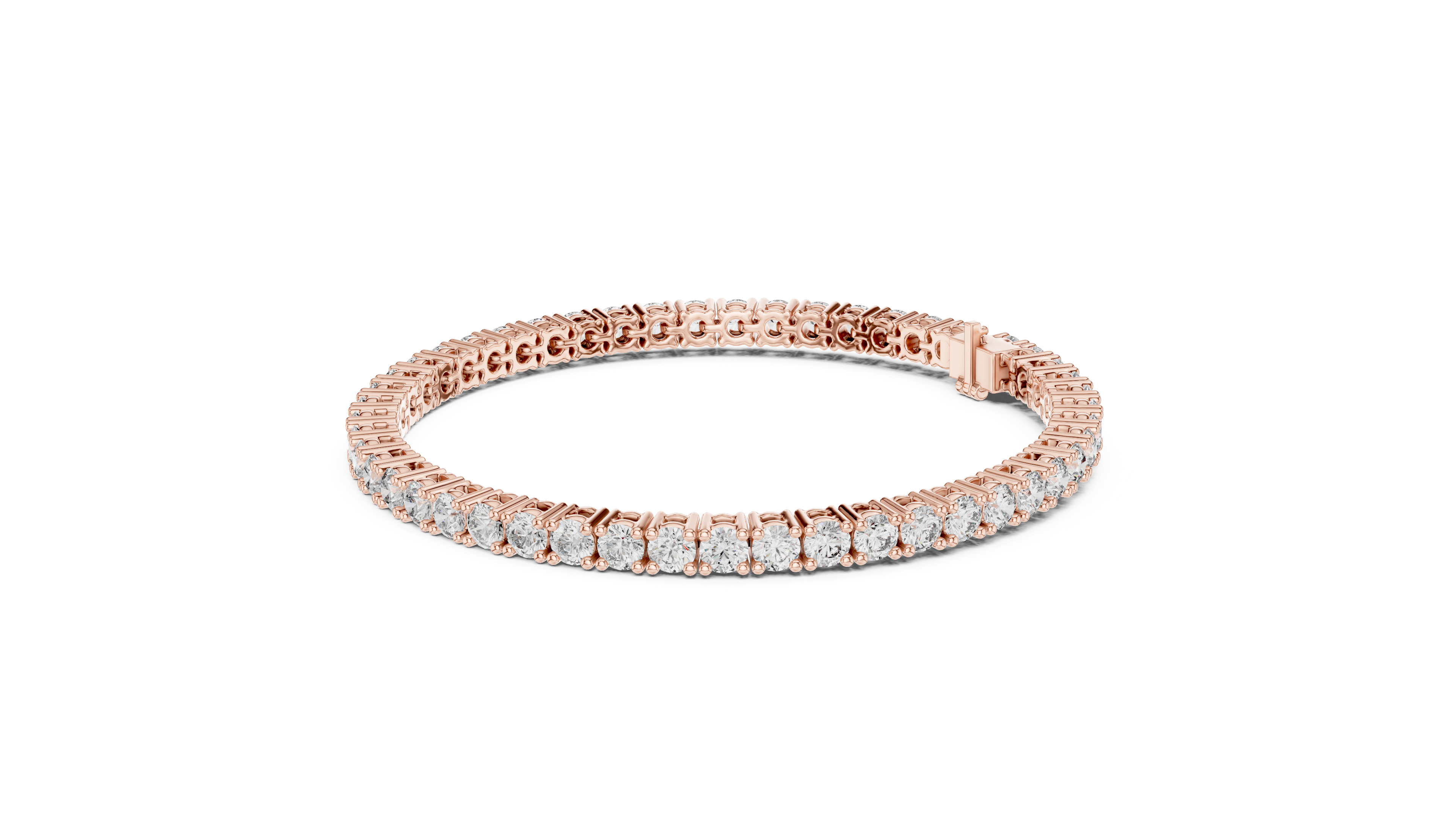 Rose Gold Classic Round Moissanite Tennis Bracelet – Fine Round-Cut Stone Elegance