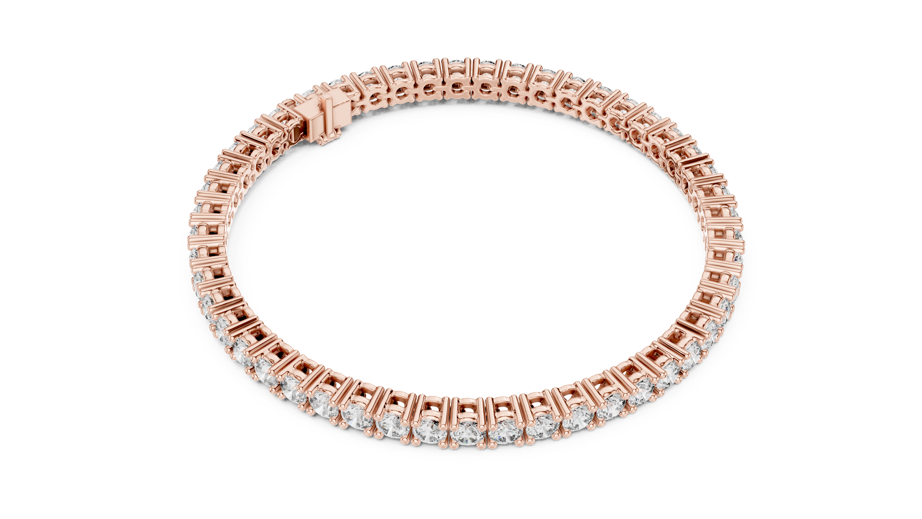 Rose Gold Classic Round Moissanite Tennis Bracelet – Fine Round-Cut Stone Elegance