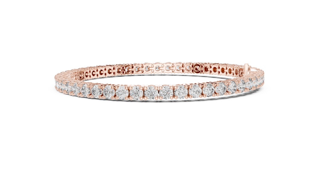 Rose Gold Classic Round Moissanite Tennis Bracelet – Fine Round-Cut Stone Elegance
