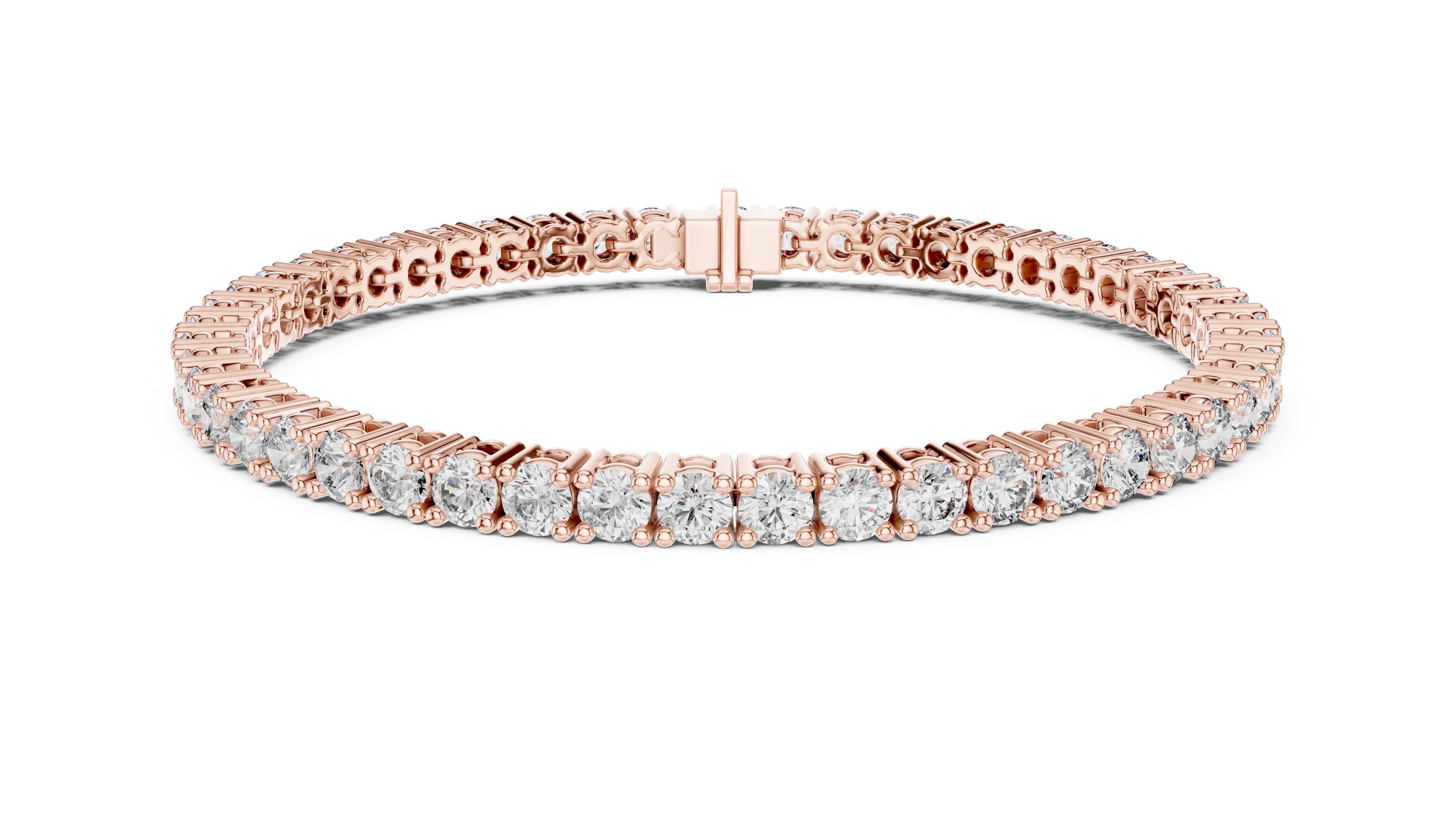 Rose Gold Classic Round Moissanite Tennis Bracelet – Fine Round-Cut Stone Elegance